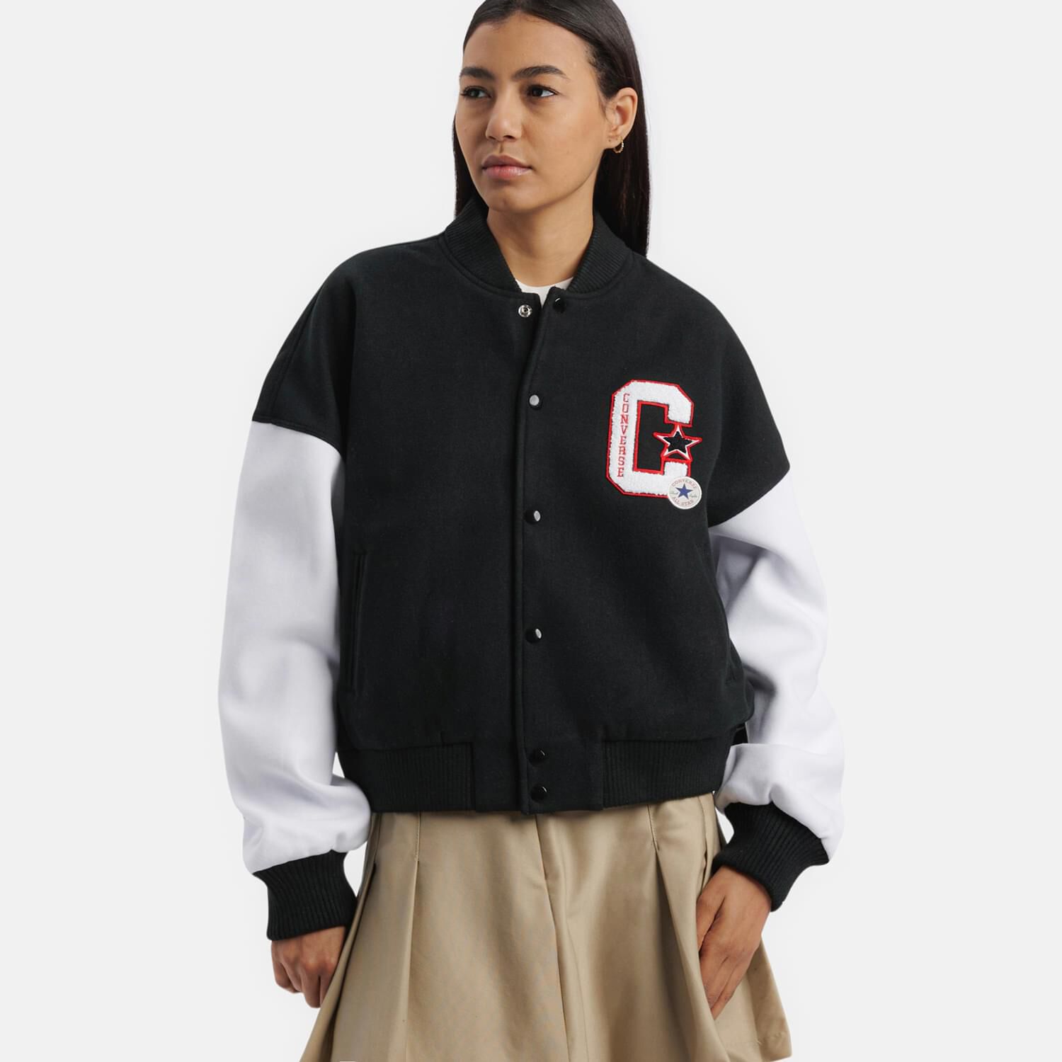 Giacca Converse Retro Varsity nera bianca e rossa AW LAB