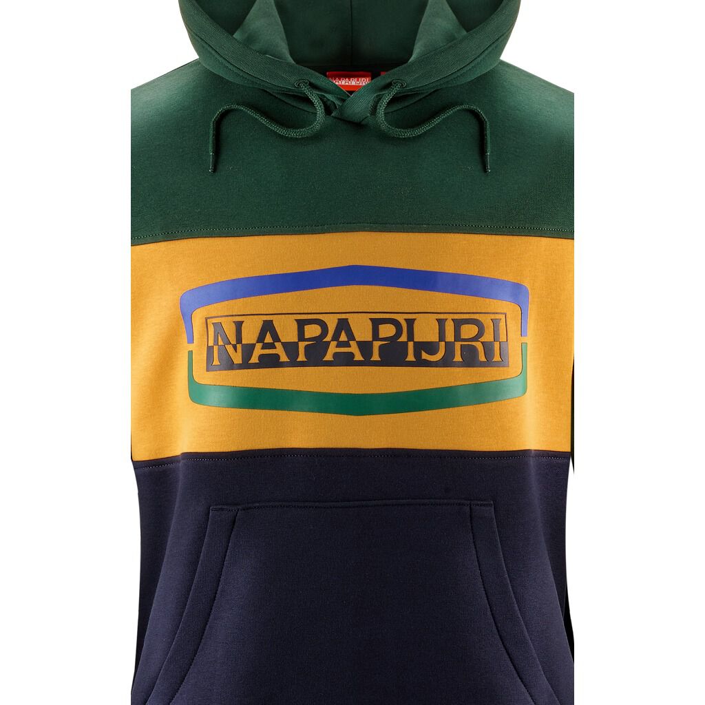 Felpa Napapijri Bogy Color Block verde gialla e blu AW LAB