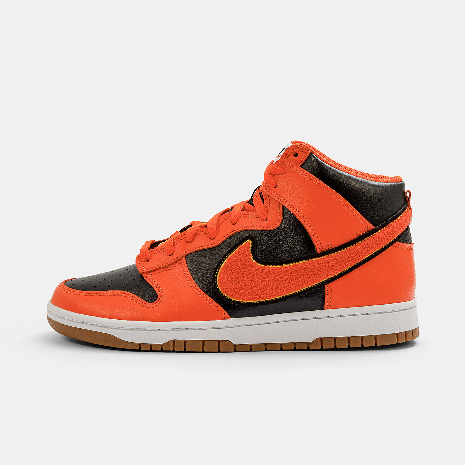 Nike Dunk High University Chenille Swoosh arancioni nere e
