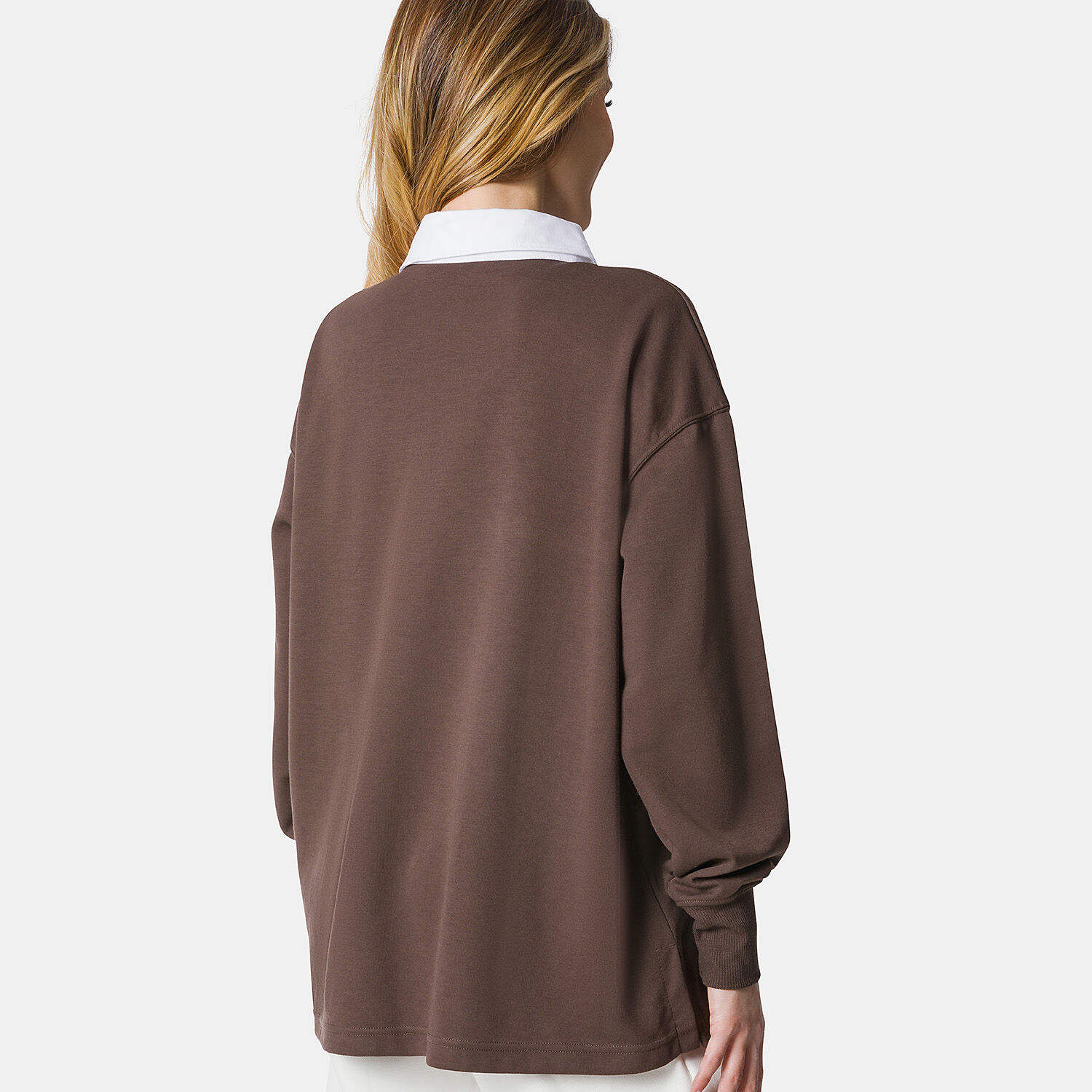 Polo Nike Oversized Long Sleeve marrone e bianca AW LAB