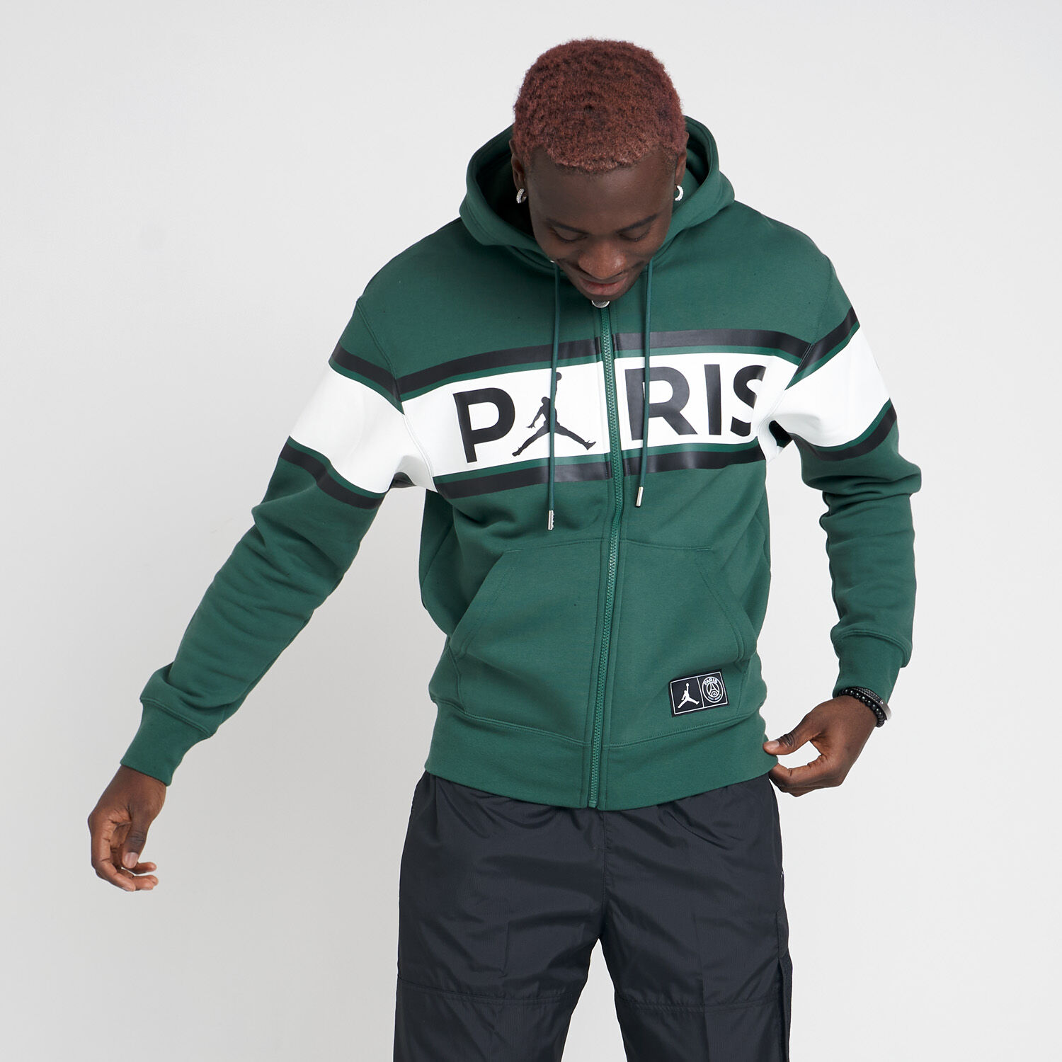 Felpa Jordan Paris Saint Germain verde bianco e nera AW LAB