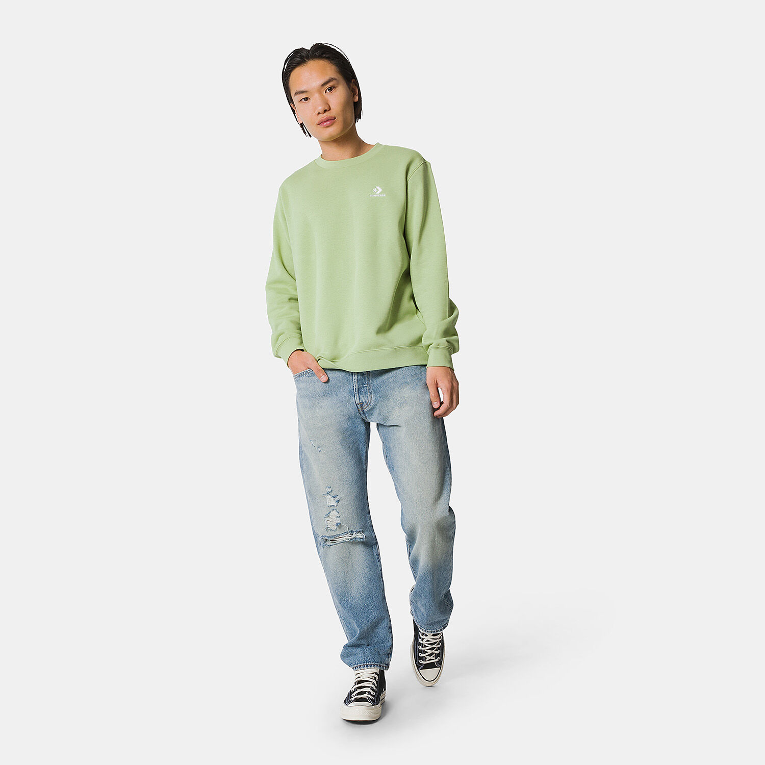 Felpa Converse Embroidered Star Chevron verde AW LAB