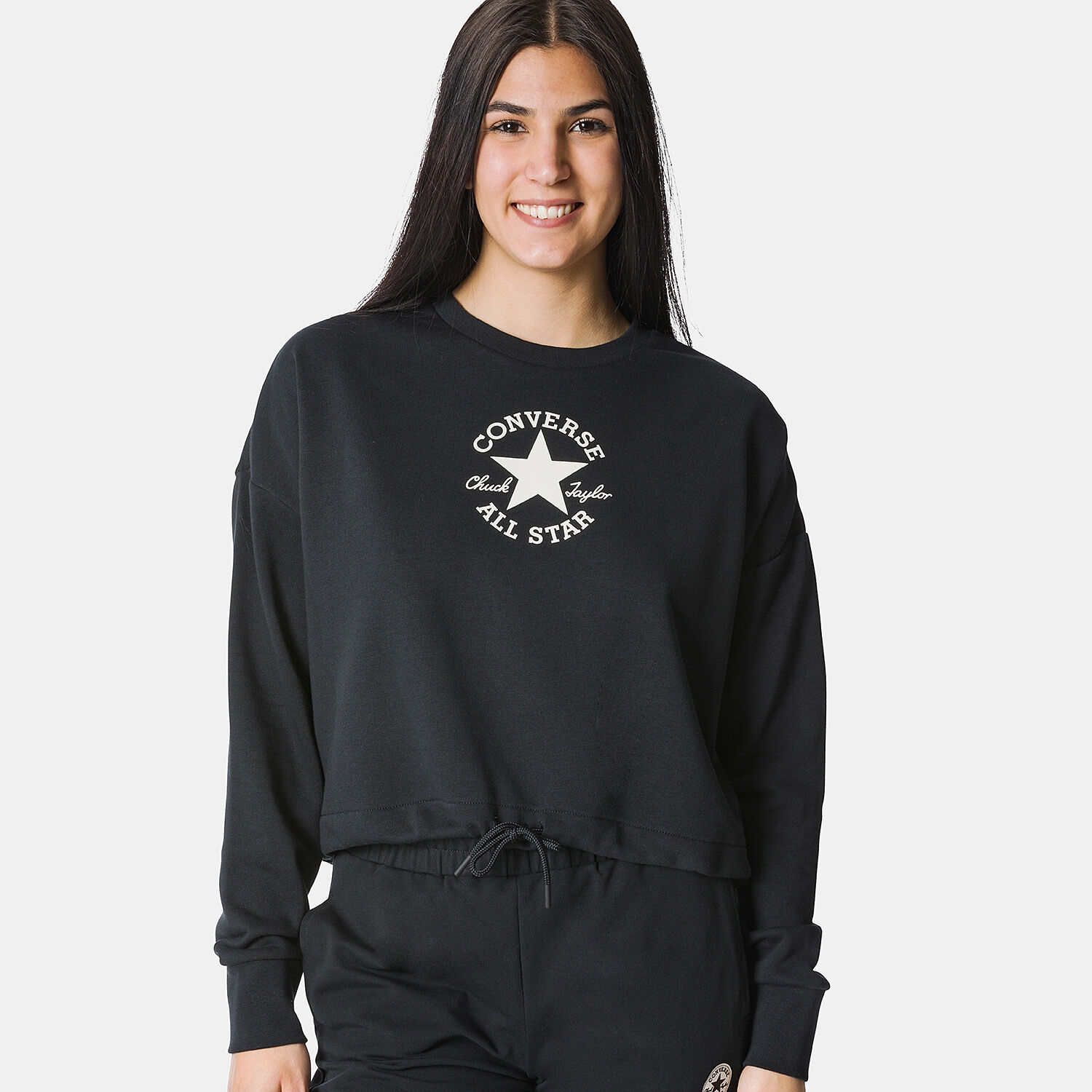 Felpa converse trefoil nera deals