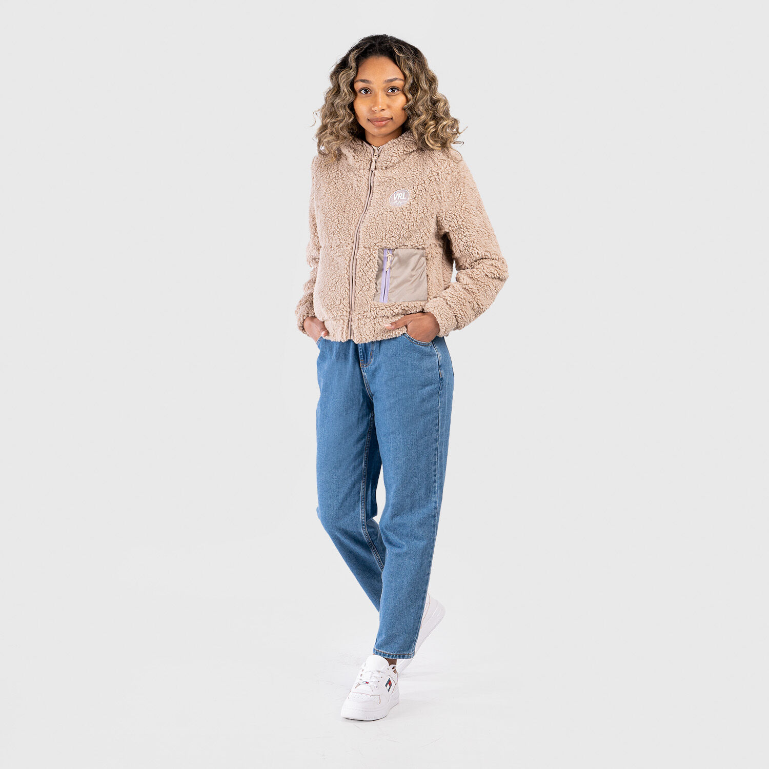 Giacca con pelliccia VRL rosa bianca e viola AW LAB
