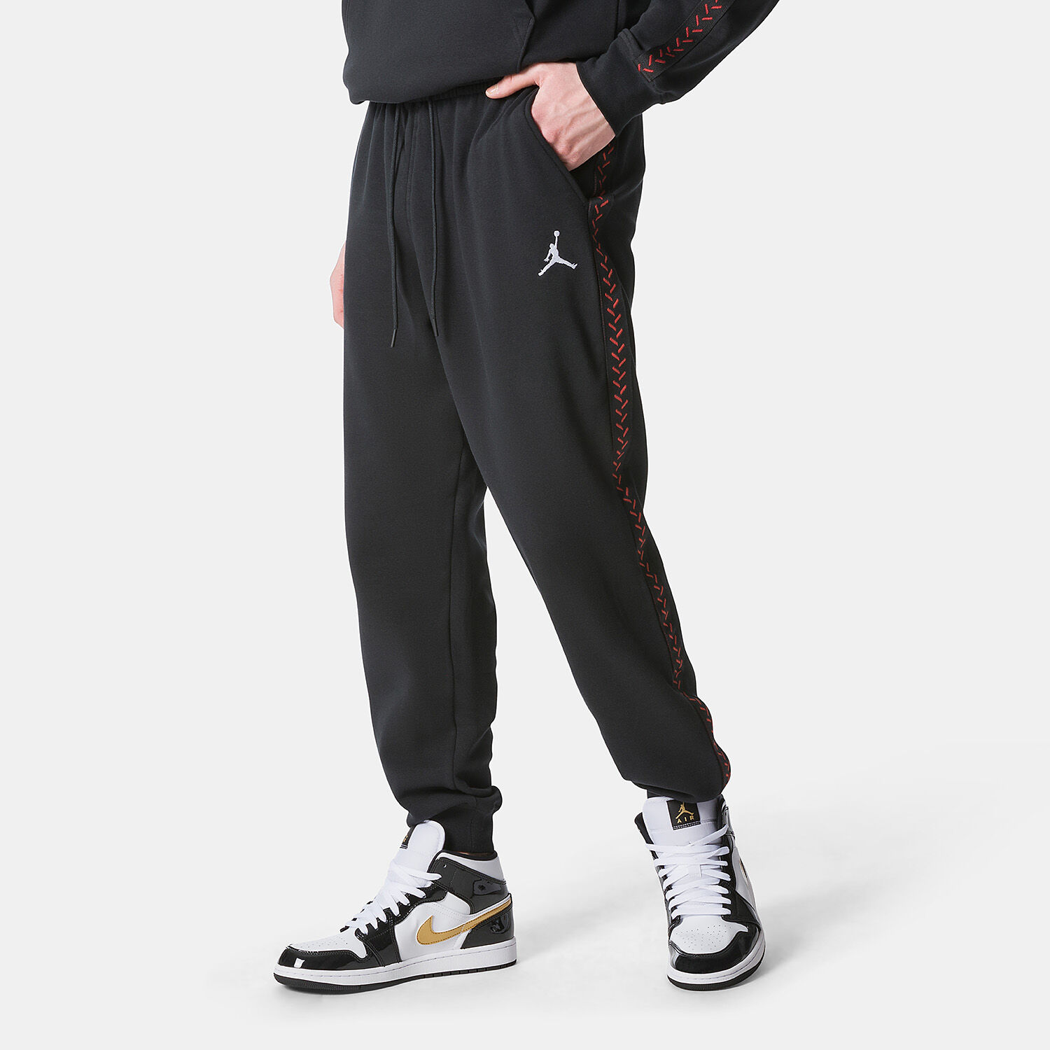 Pantaloni Jordan Flight MVP neri bianchi e rossi AW LAB