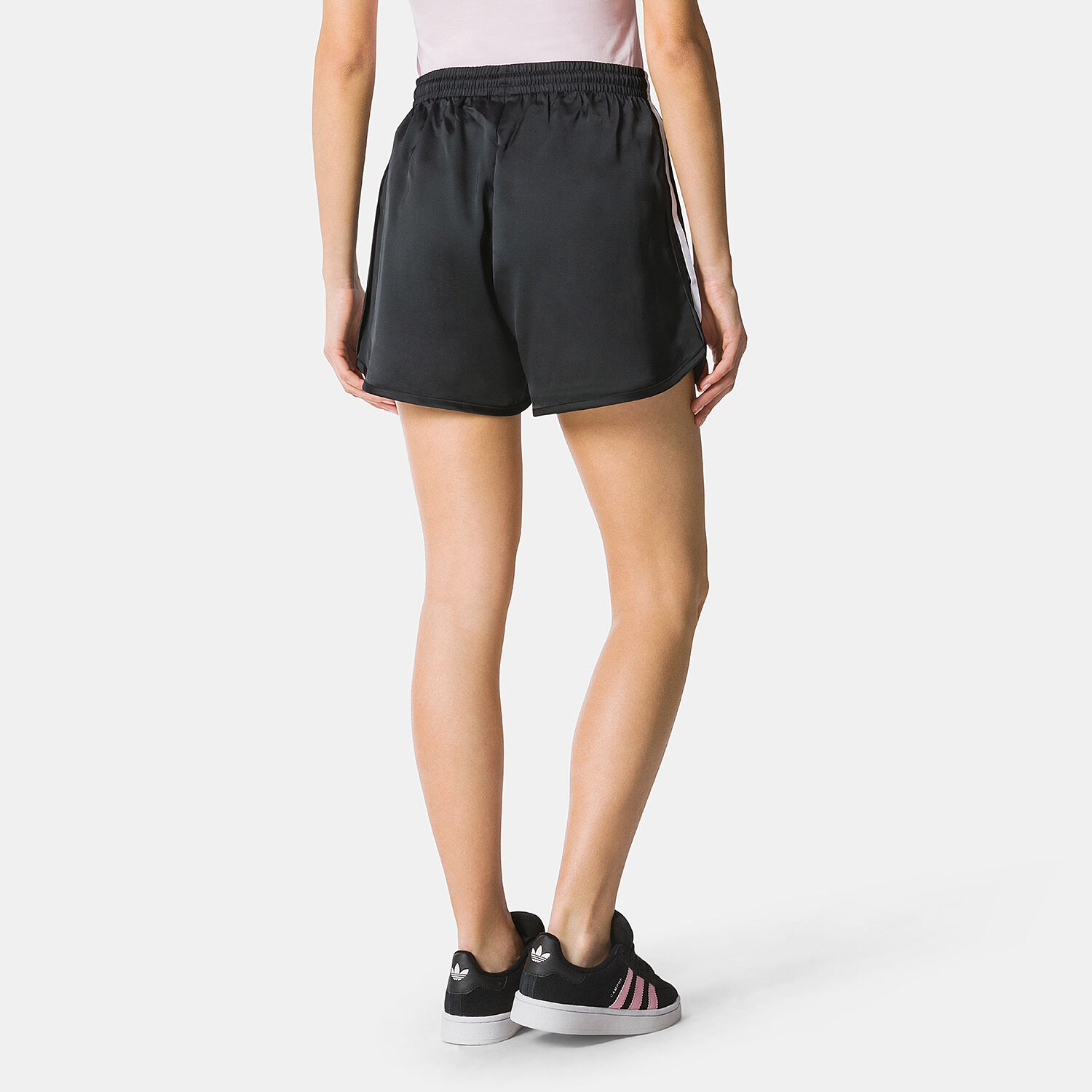Shorts adidas Satin Sprint neri e bianchi AW LAB