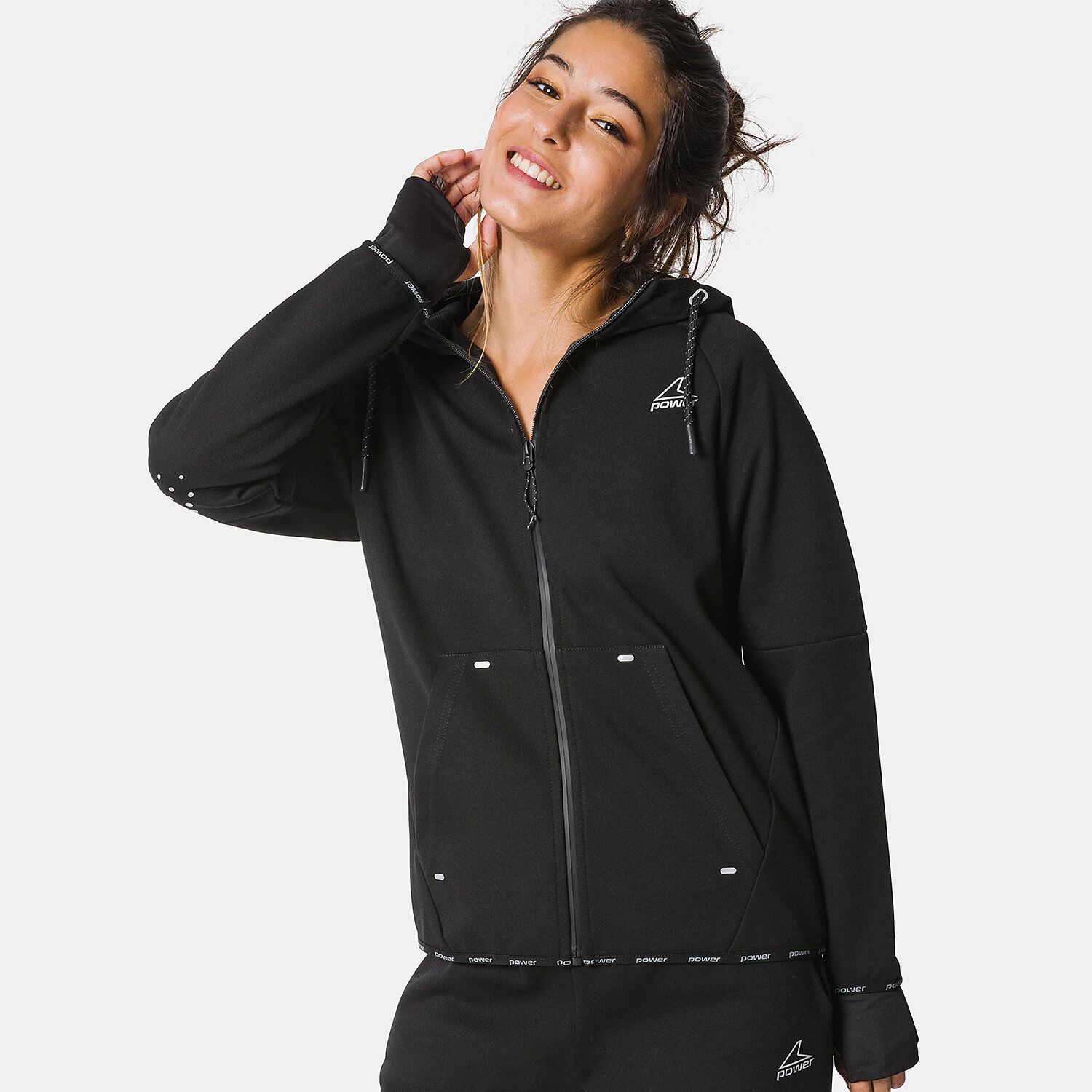 Felpa Power Tech Full zip nera AW LAB