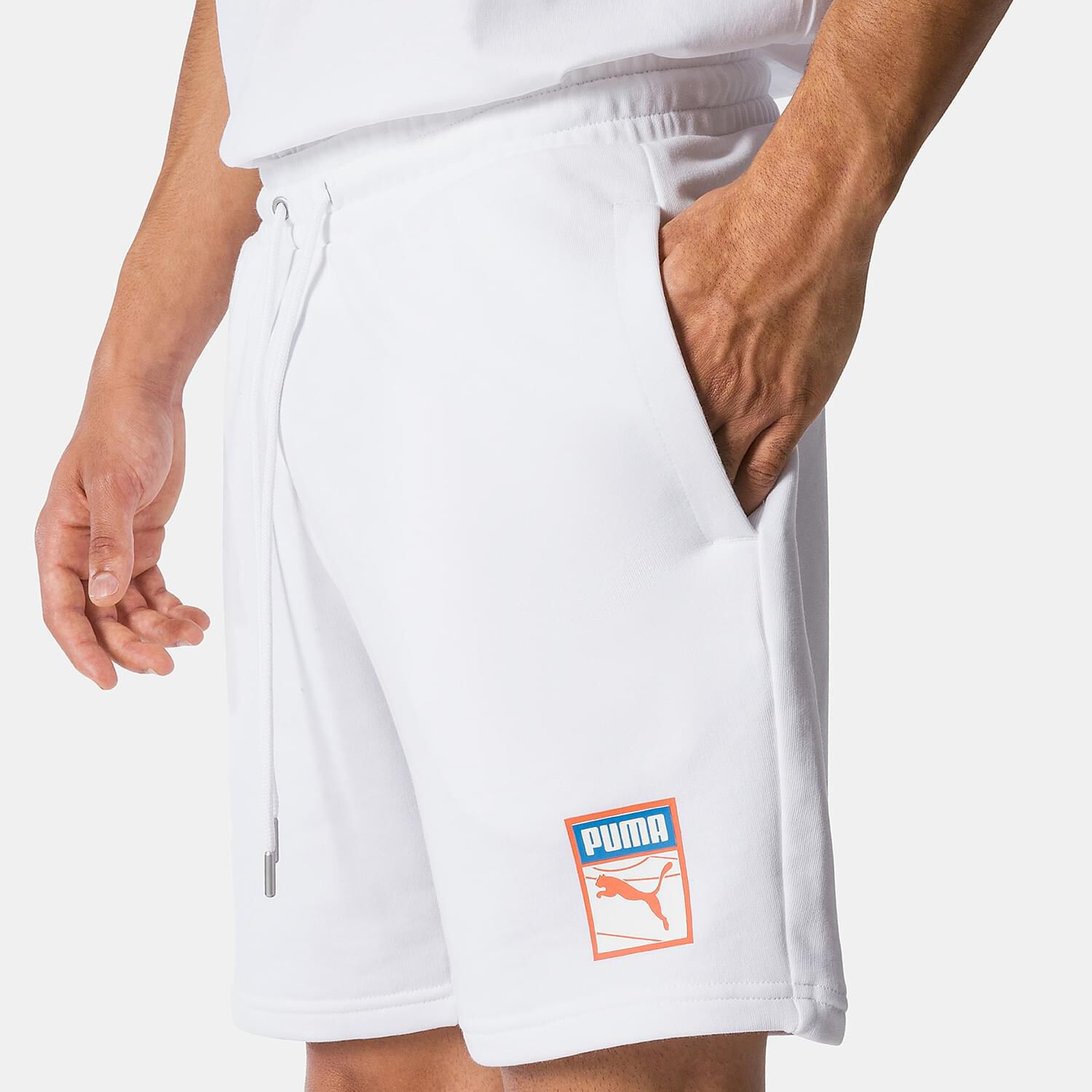 Short Puma Retro Sport Graphic SMU bianchi blu e arancioni AW LAB