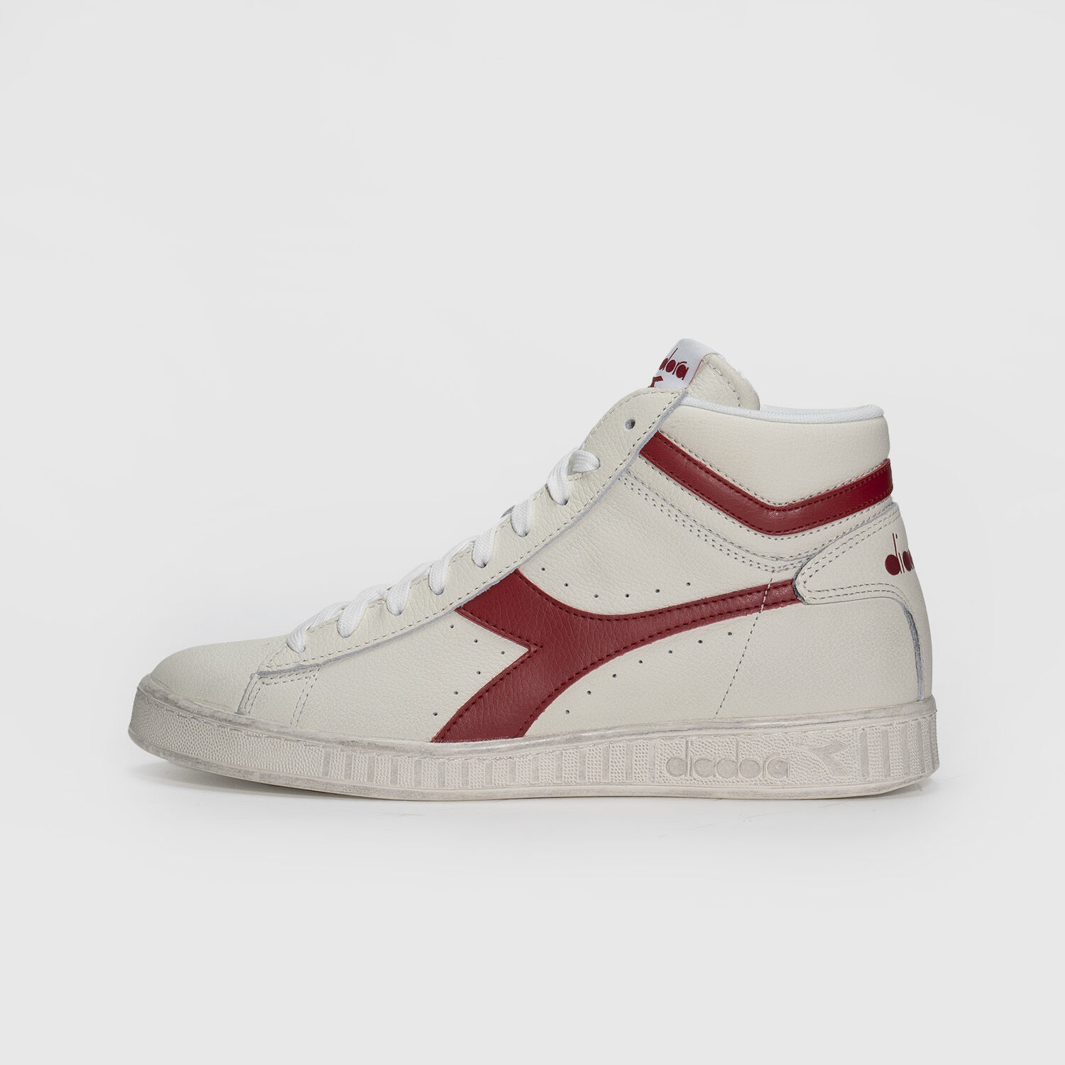 Diadora Game L High Waxed bianche e rosse AW LAB