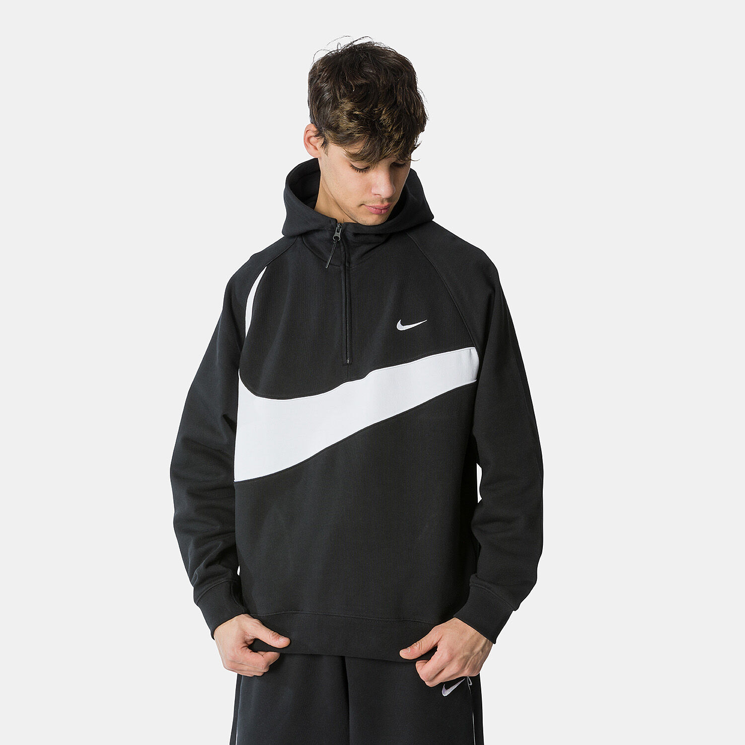 Felpa nike nera con strisce on sale bianche