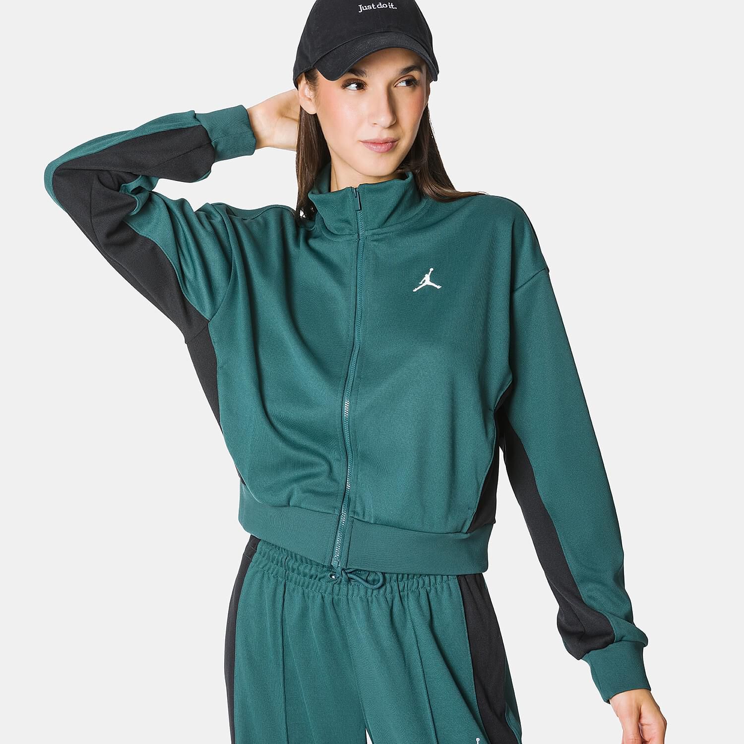 Felpa con zip Jordan Core Knit verde e nera AW LAB