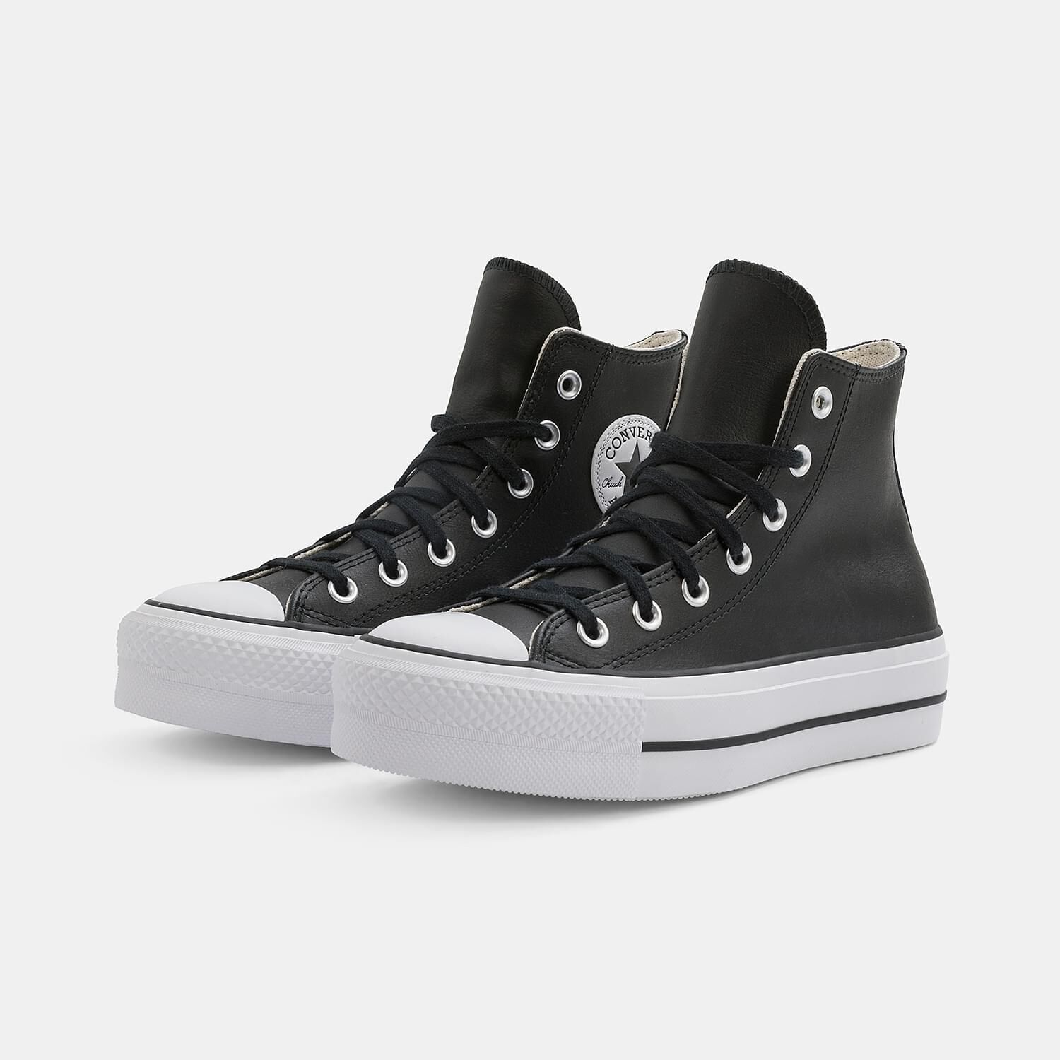 Converse Chuck Taylor All Star Platform Leather nere e bianche