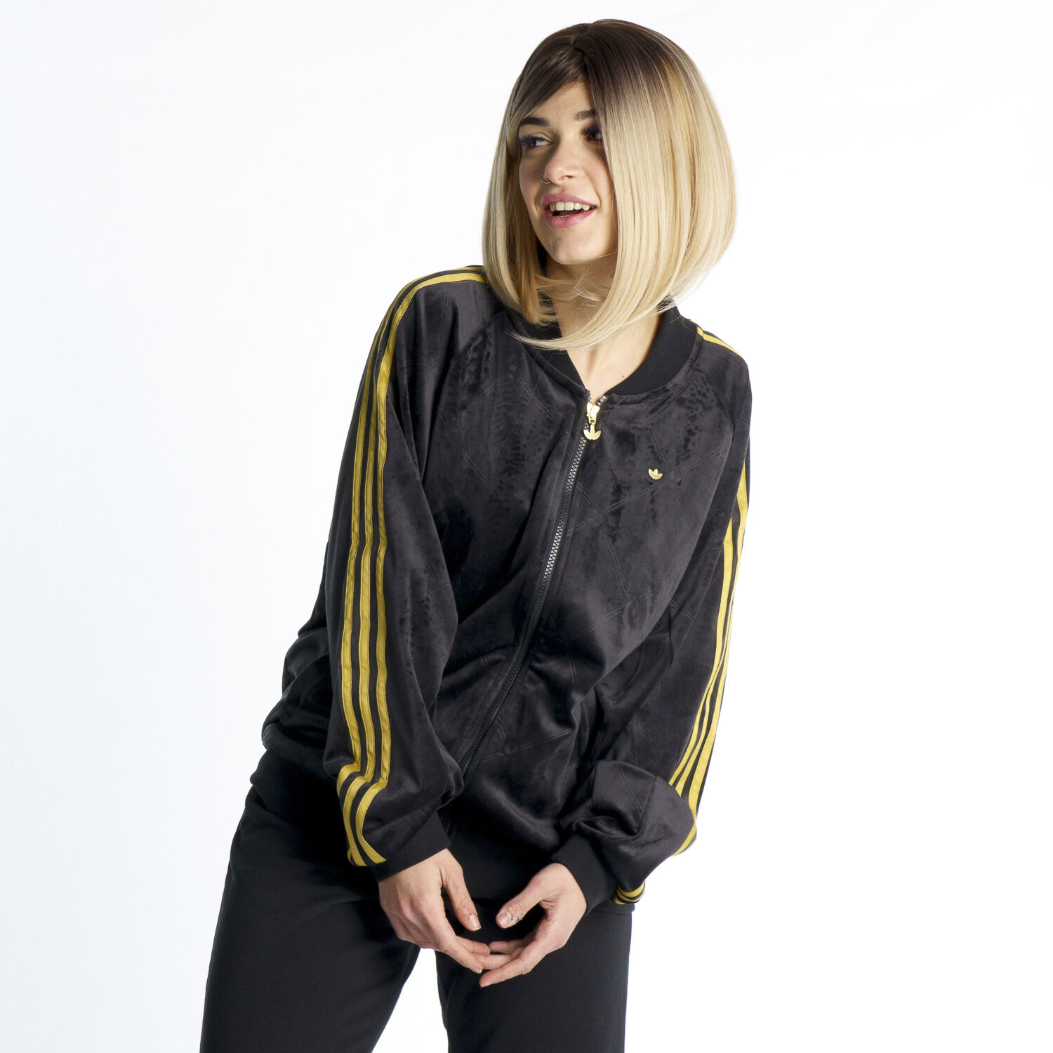Felpa adidas nera shop e dorata