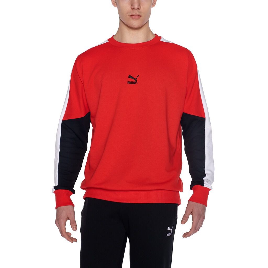 Felpa Puma Crew rossa bianca e nera AW LAB
