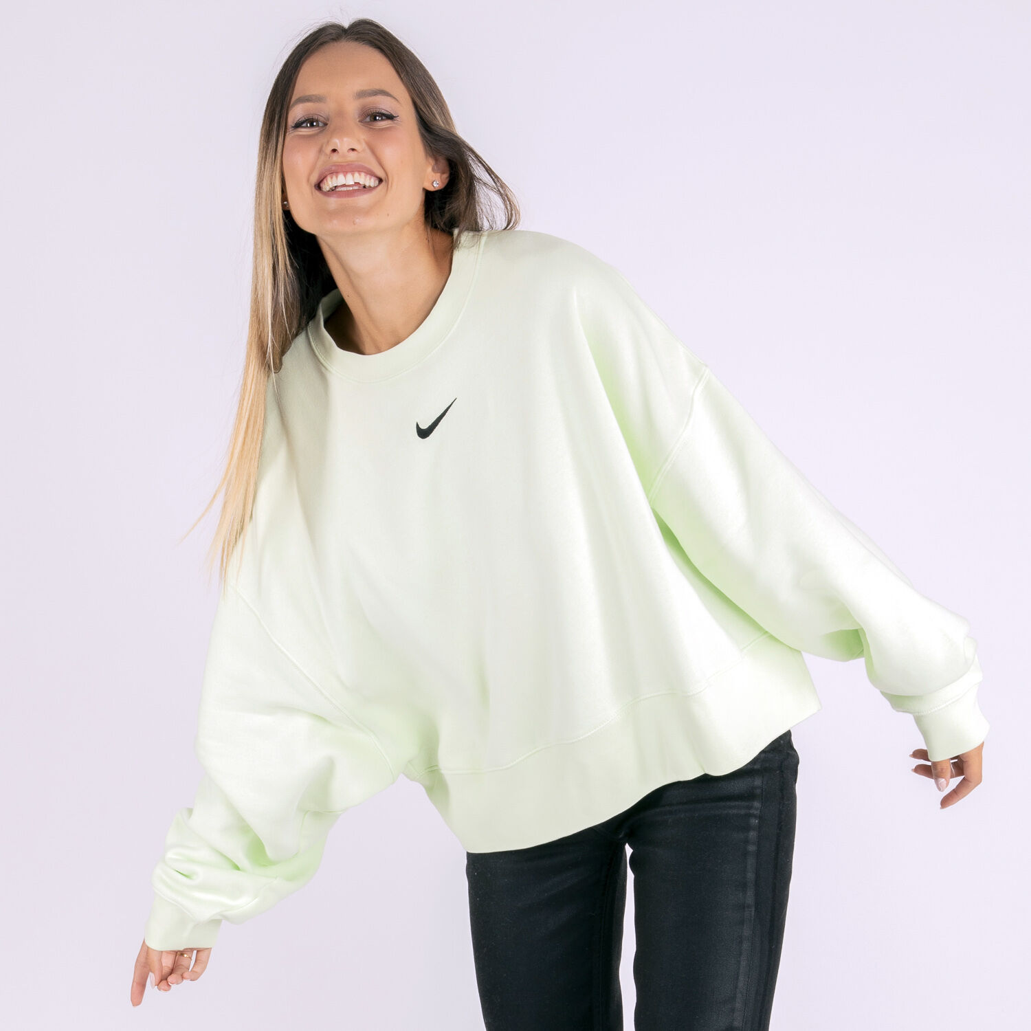 FELPA GIROCOLLO NIKE SPORTSWEAR ESSENTIAL verde lime AW LAB