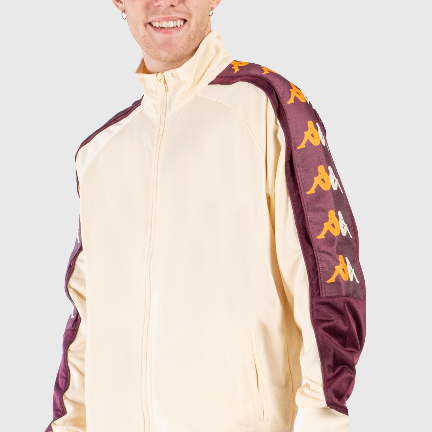 Felpa con zip Kappa 222 Banda 10 Light beige e bordeaux AW LAB