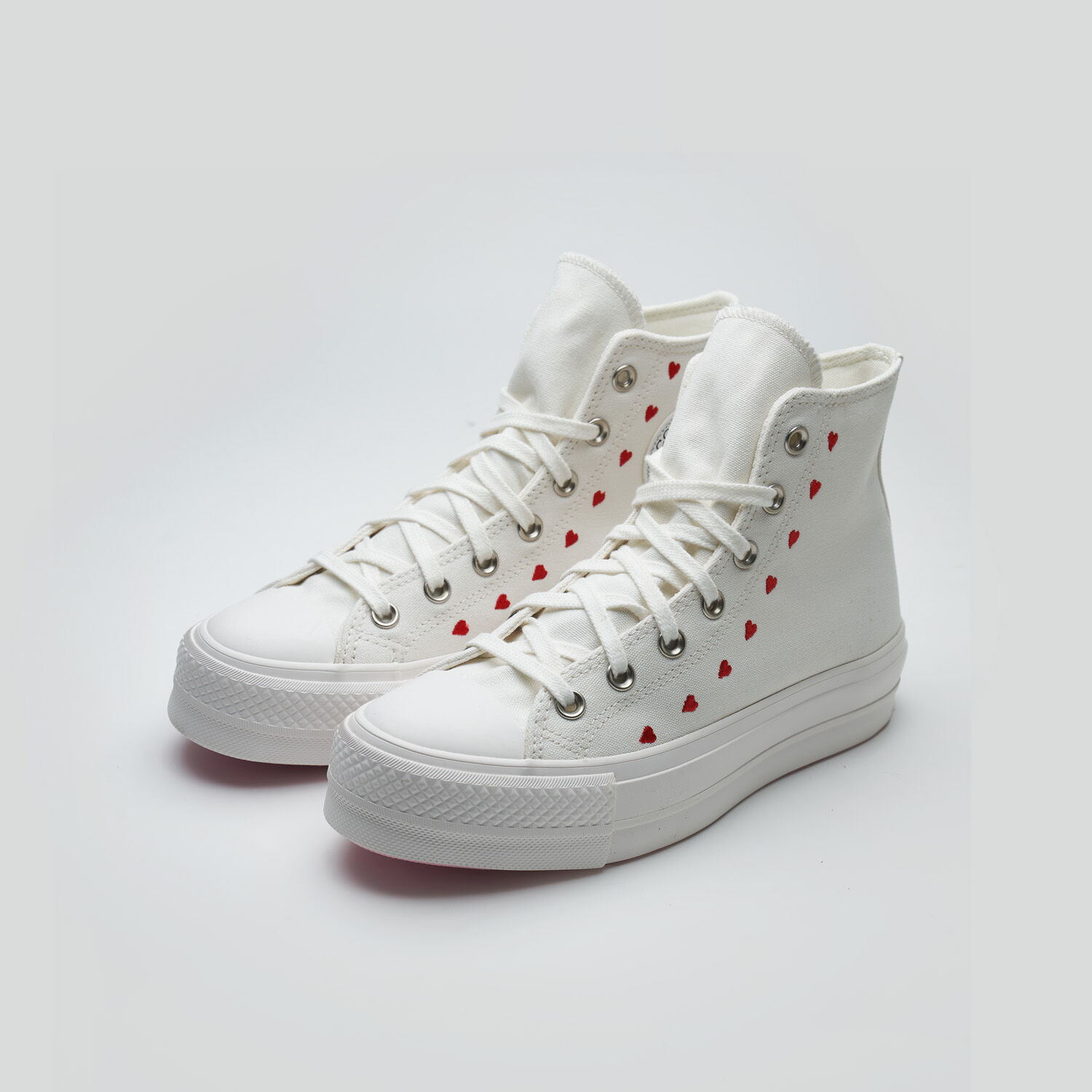 Chuck Taylor All Star Lift Platform Embroidered Hearts bianche