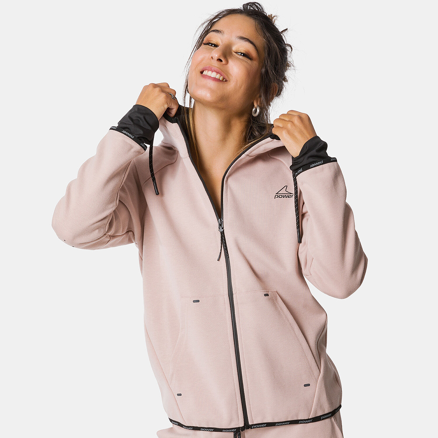 Felpa Power Tech Full zip rosa e nera AW LAB