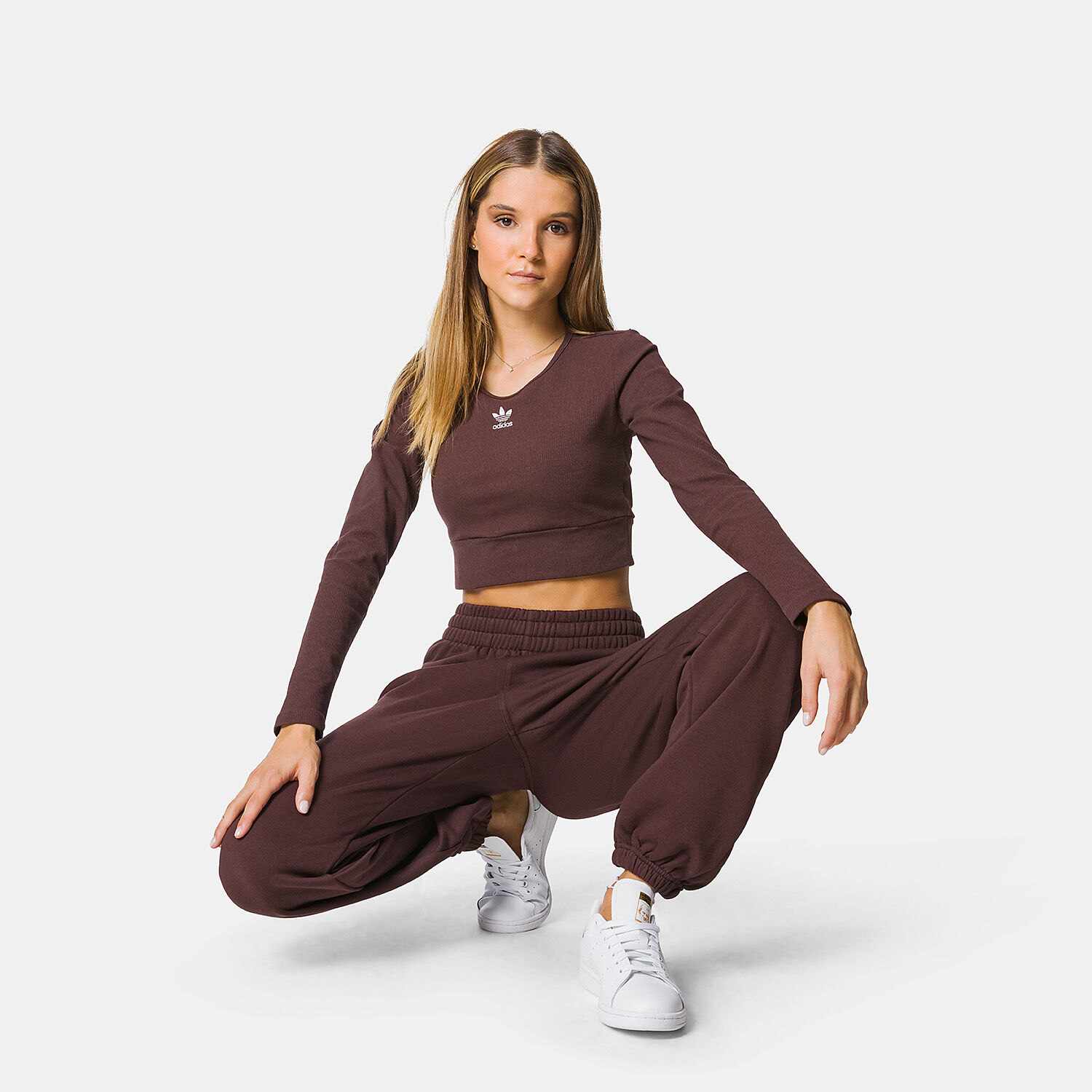 Maglia a maniche lunghe adidas Essentials Rib marrone AW LAB