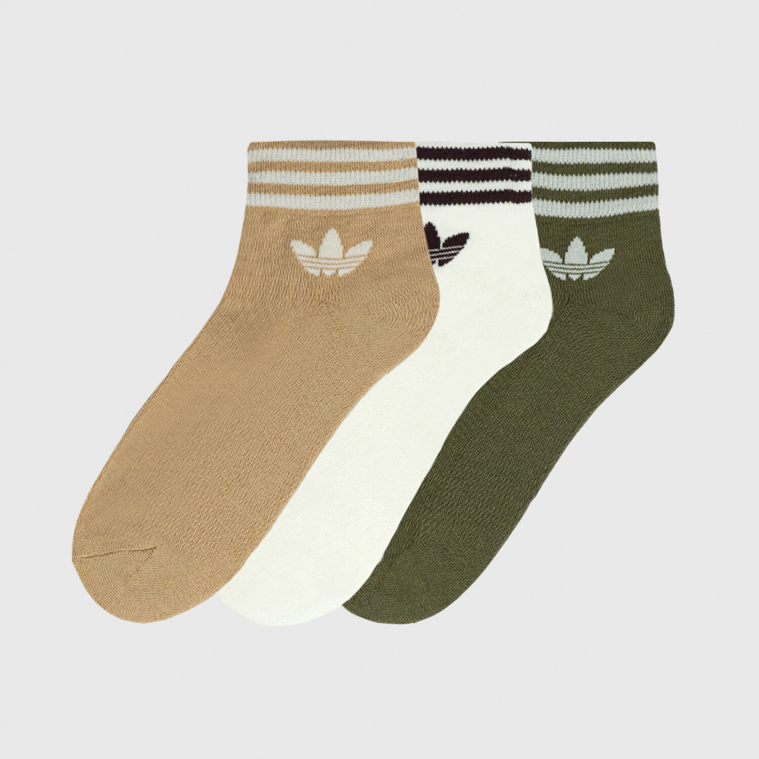 Calzini adidas Originals Trefoil Ankle 3 pack beige bianchi e verdi AW LAB