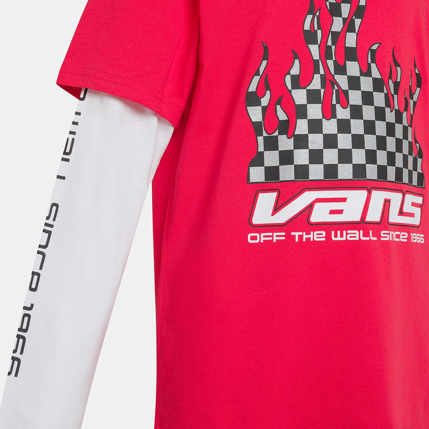 Maglietta Vans Reflective Checkerboard Flame ragazzi rossa bianca