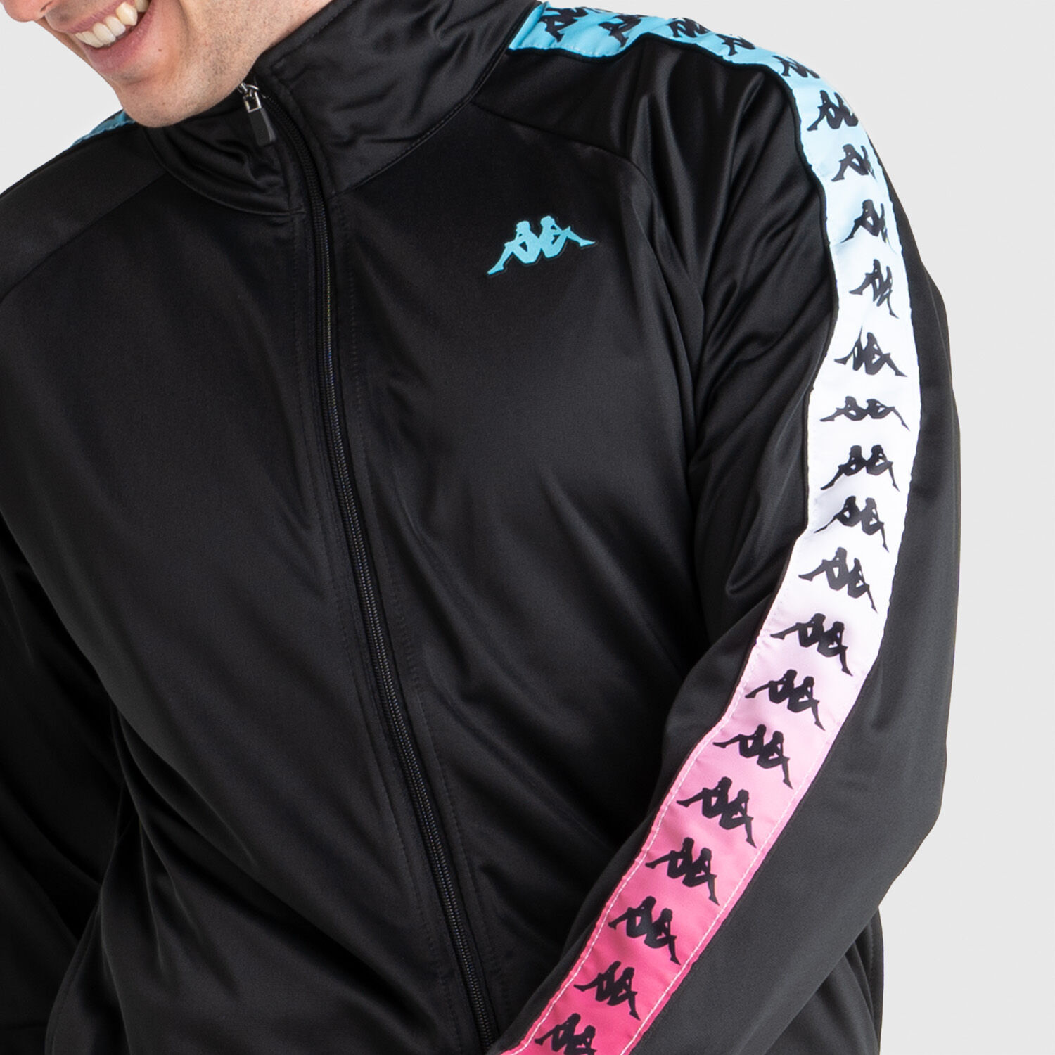 Felpa Kappa 222 Banda Anniston Degrade nera fucsia e azzurro AW LAB