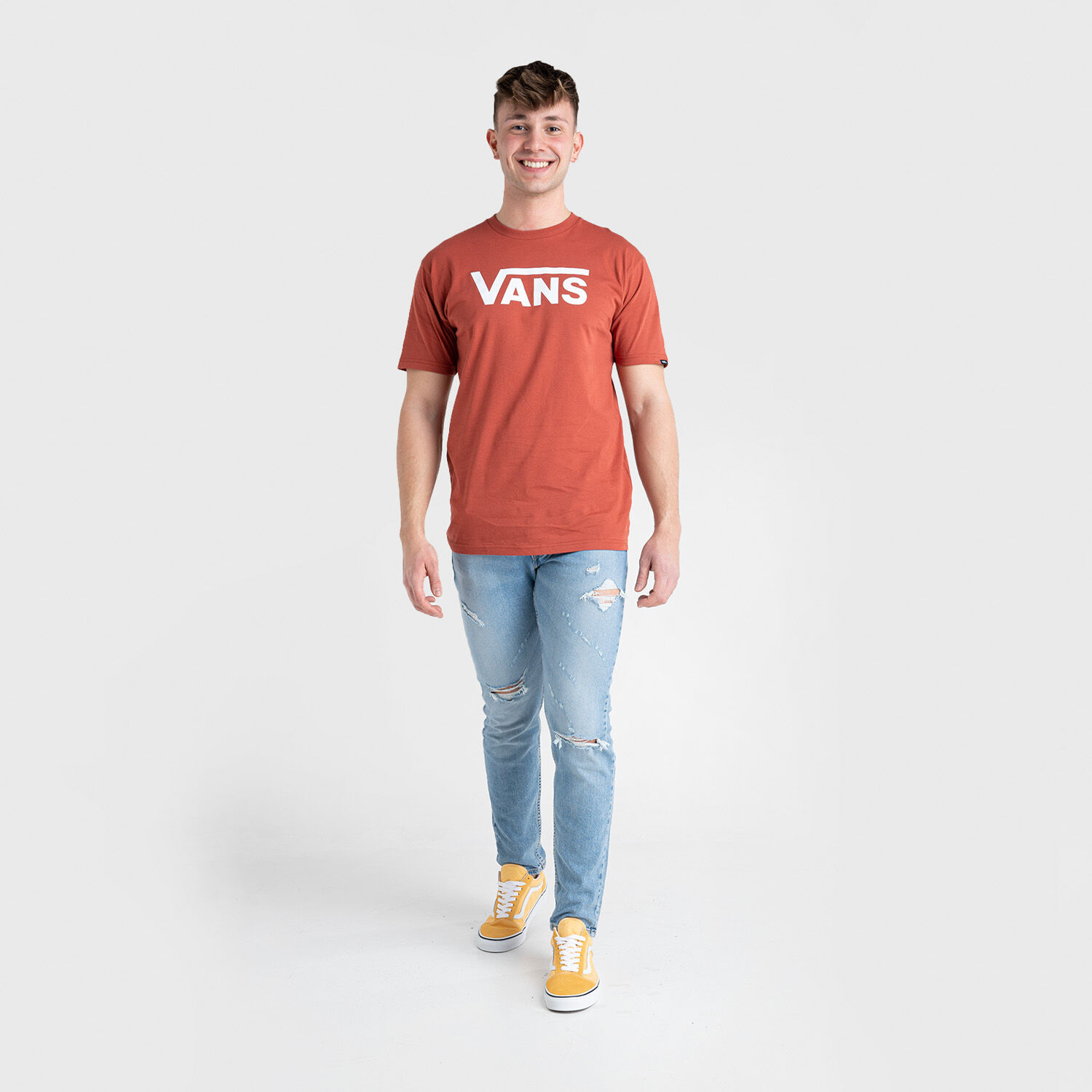 T shirt Vans Classic arancione e bianca AW LAB