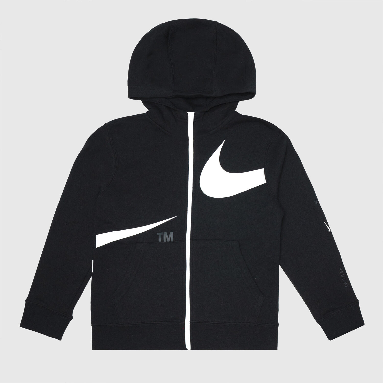 Felpa Nike Sportwear Swoosh ragazzi nera e bianca AW LAB
