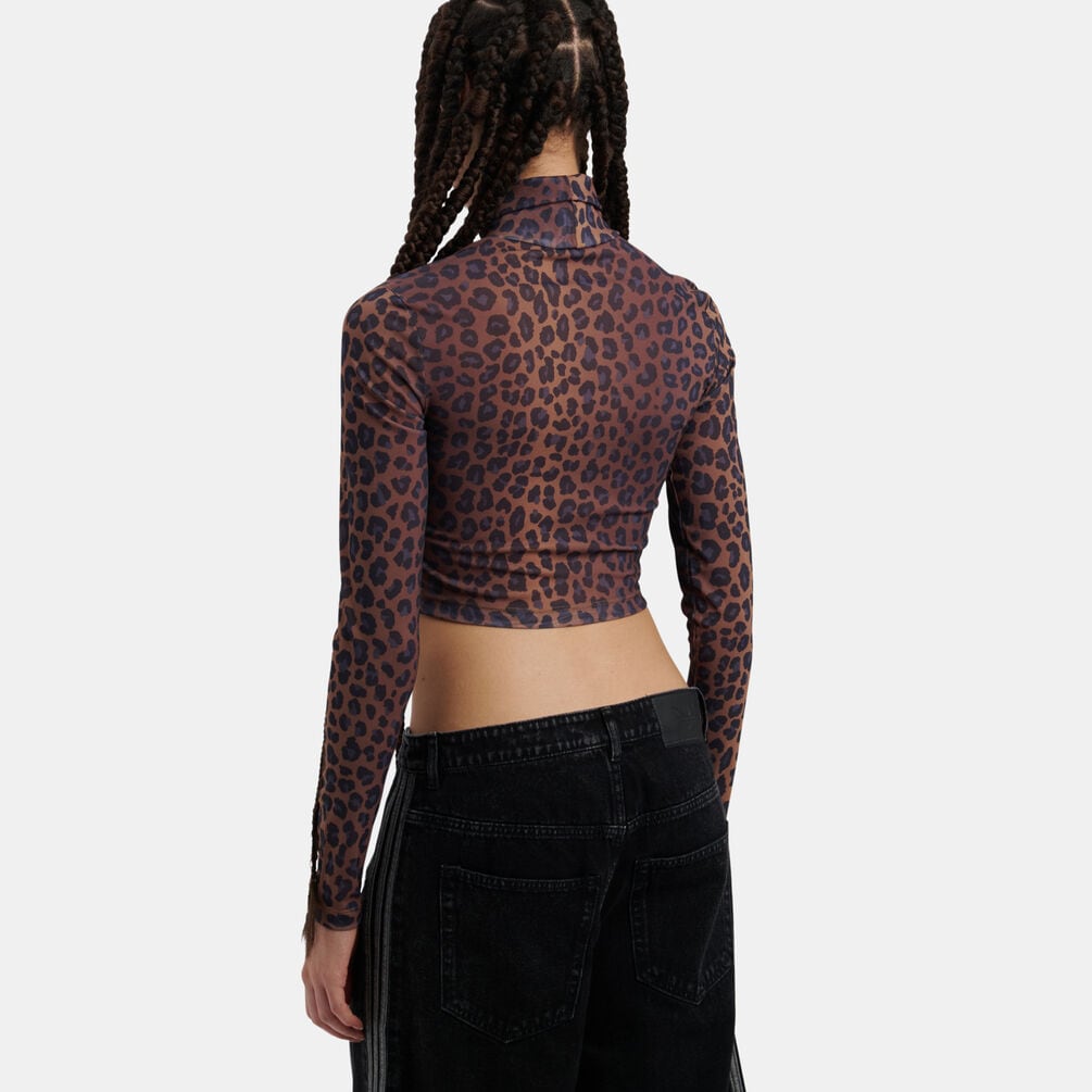 T-shirt adidas long sleeves Leopard, marrone/animalier