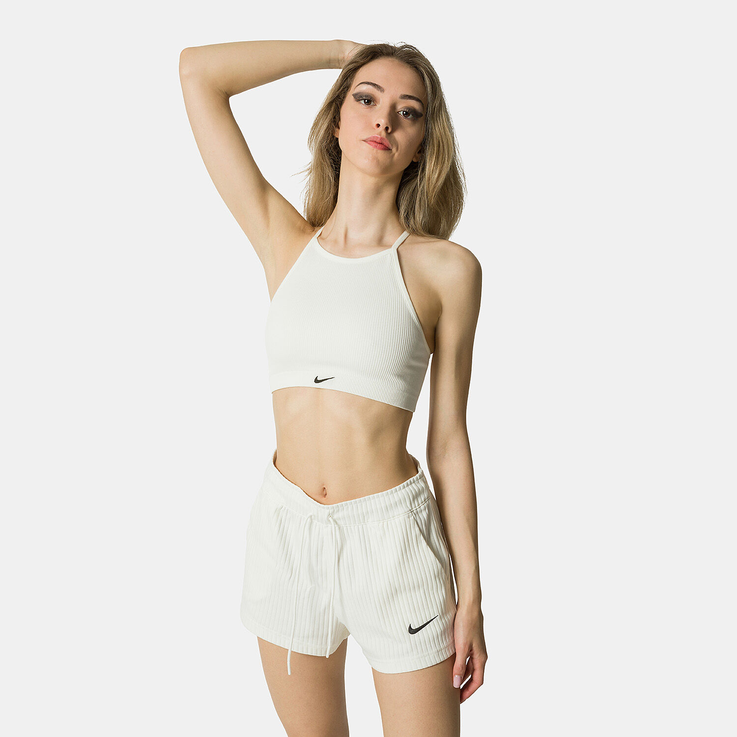 Top Nike Indy Seamless Ribbed Bra beige AW LAB