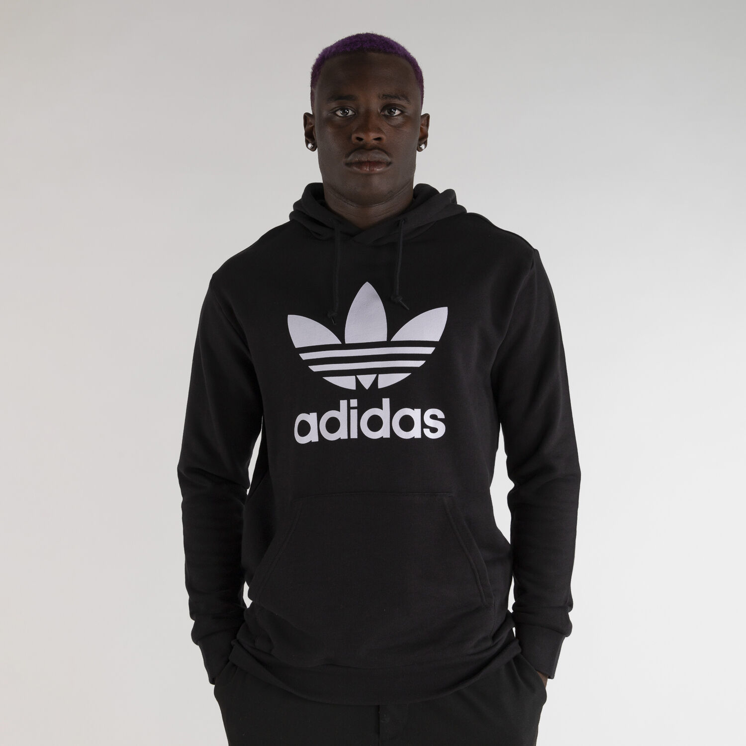 Felpa adidas trefoil nera sales