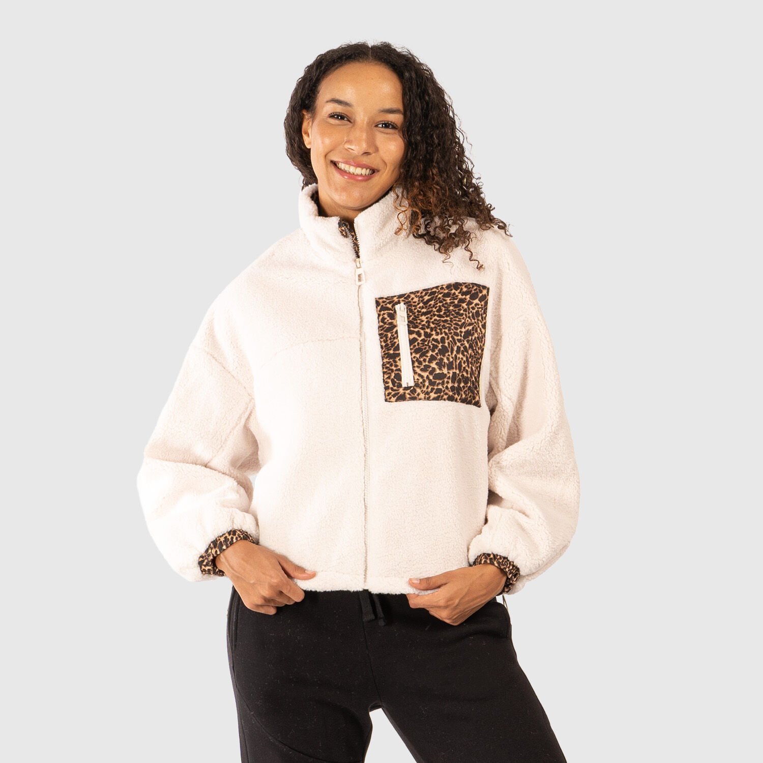 Giacca Only Elvira bianca e leopardata AW LAB