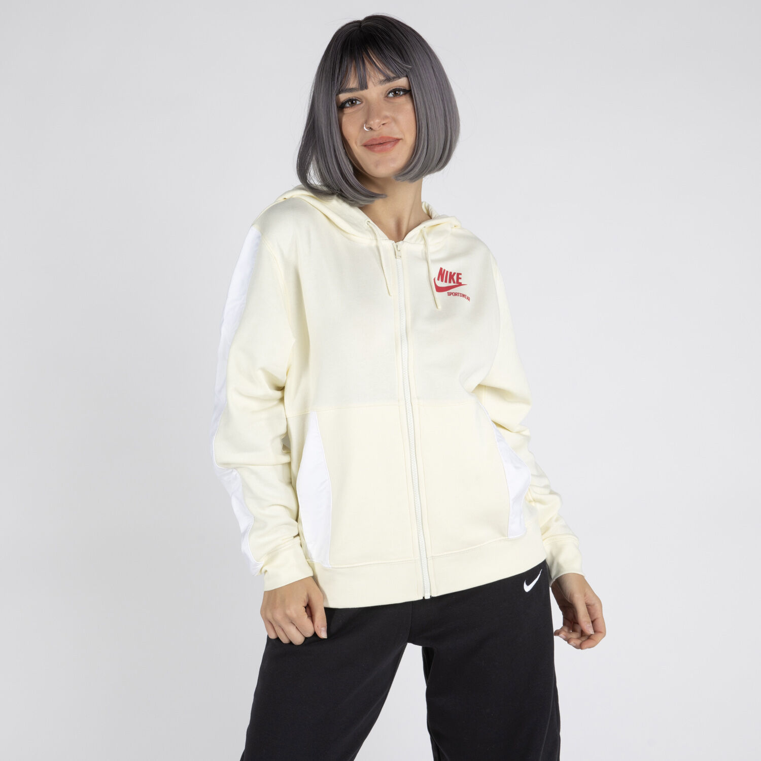 Felpa Nike Hoodie Sportswear Heritage Full zip donna gialla e