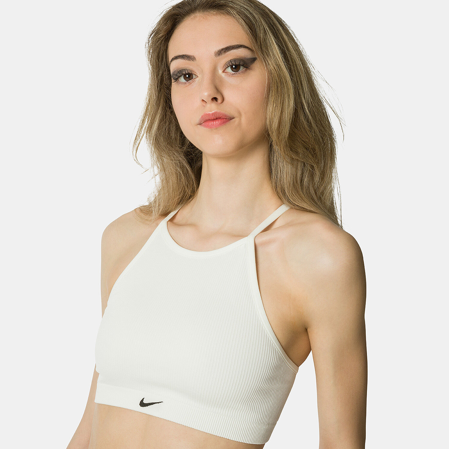 Top Nike Indy Seamless Ribbed Bra beige AW LAB