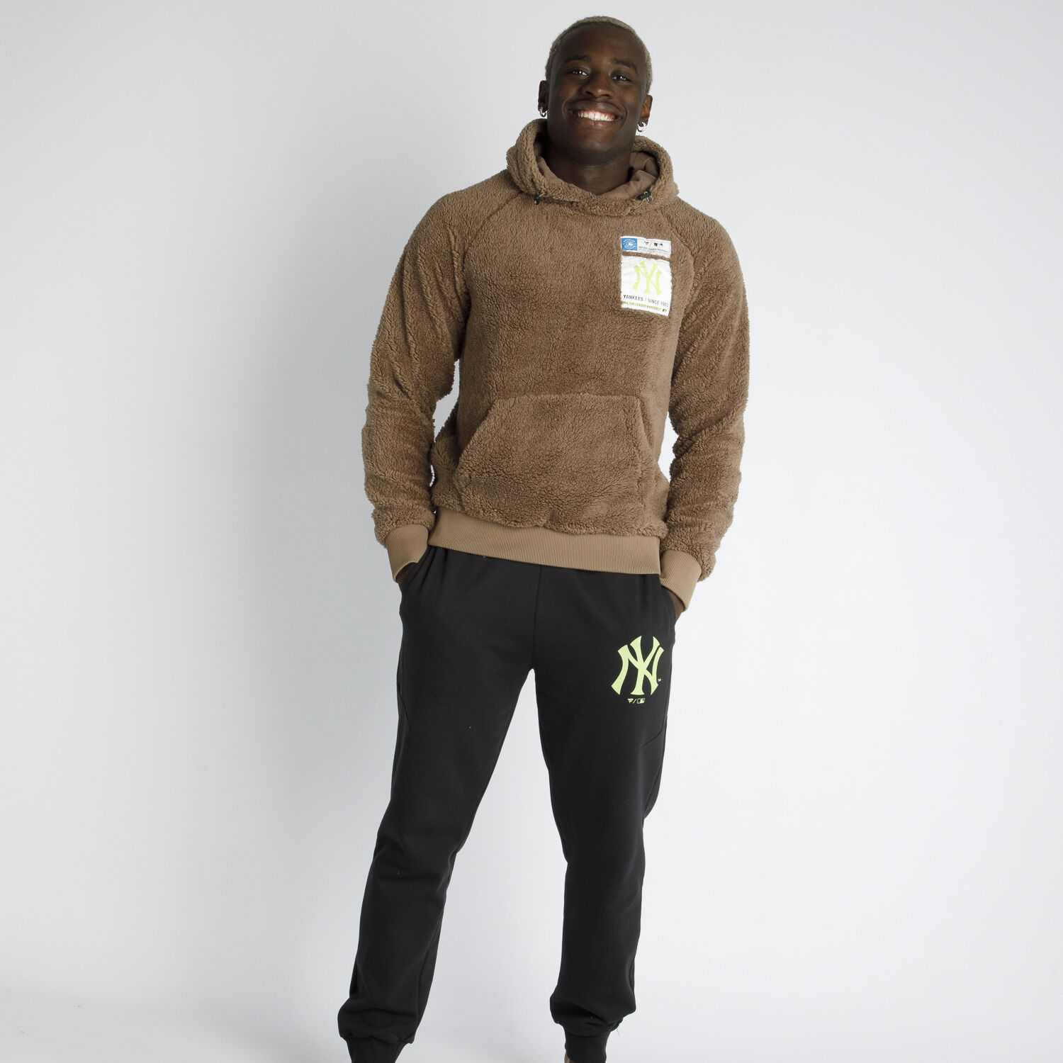 Felpa AW LAB x Fanatics Smu Sherpa Hoodie New York Yankess marrone