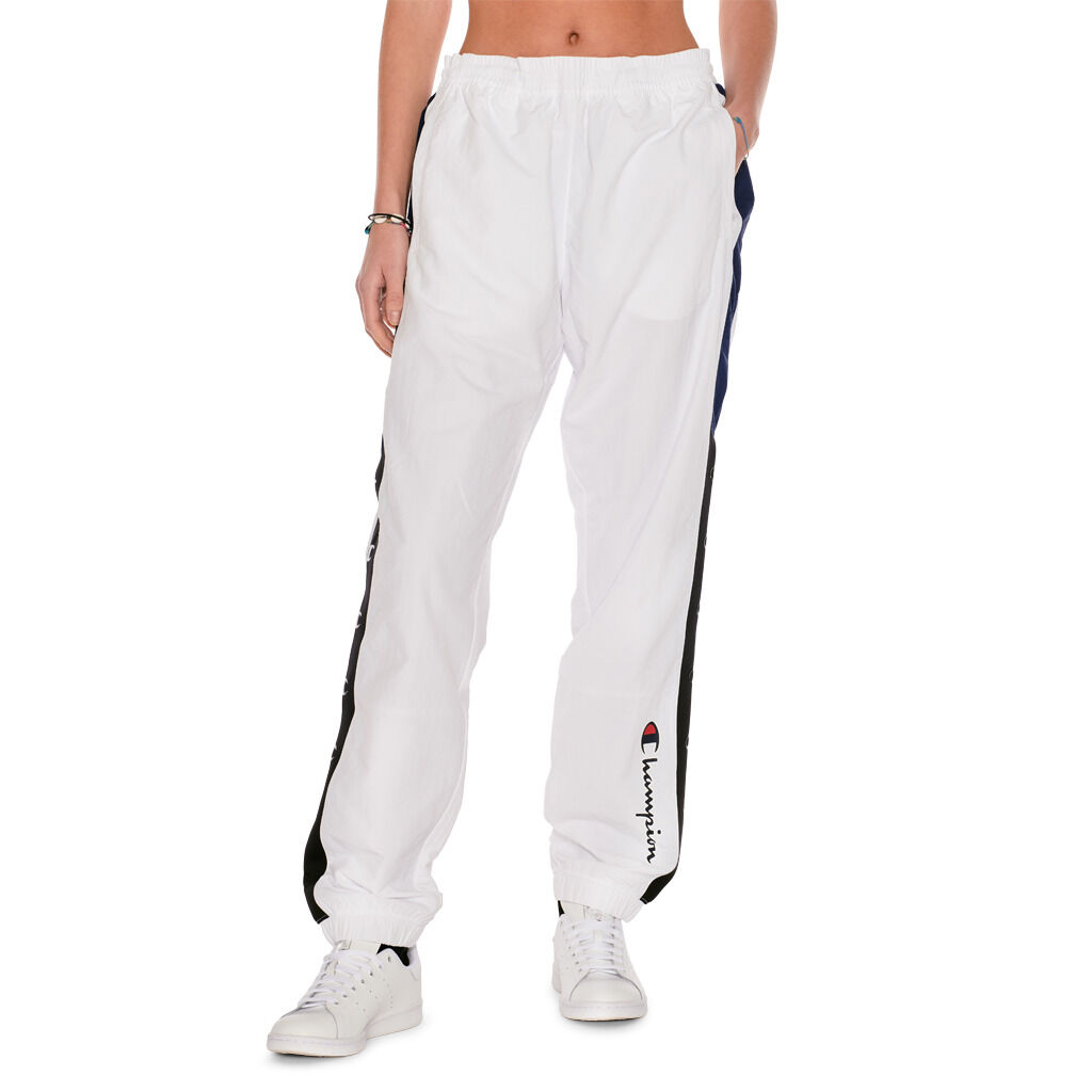 Pantaloni Champion Elastic Cuff bianchi e blu AW LAB
