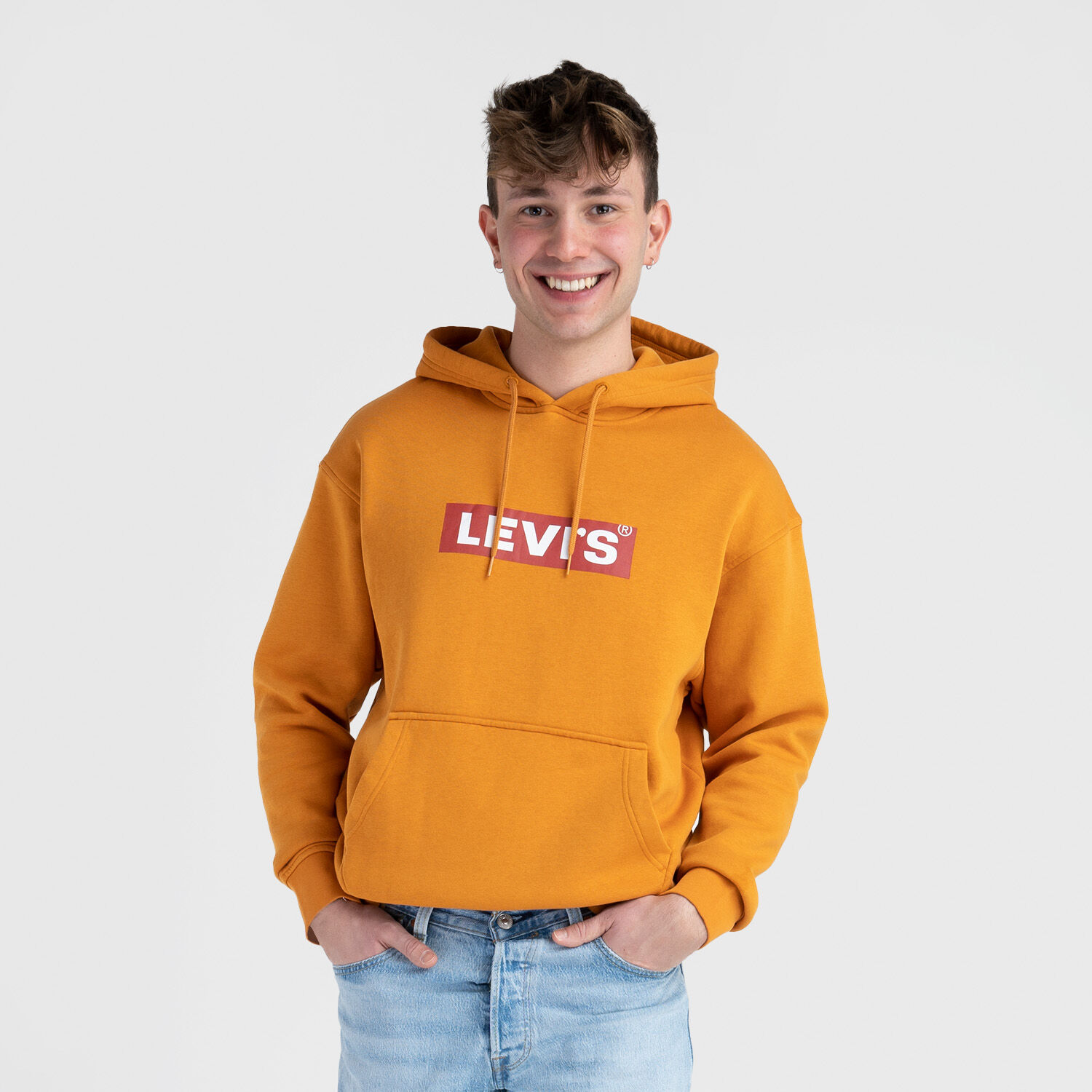 Felpa Levi s Graphic Standard con cappuccio arancione rossa e