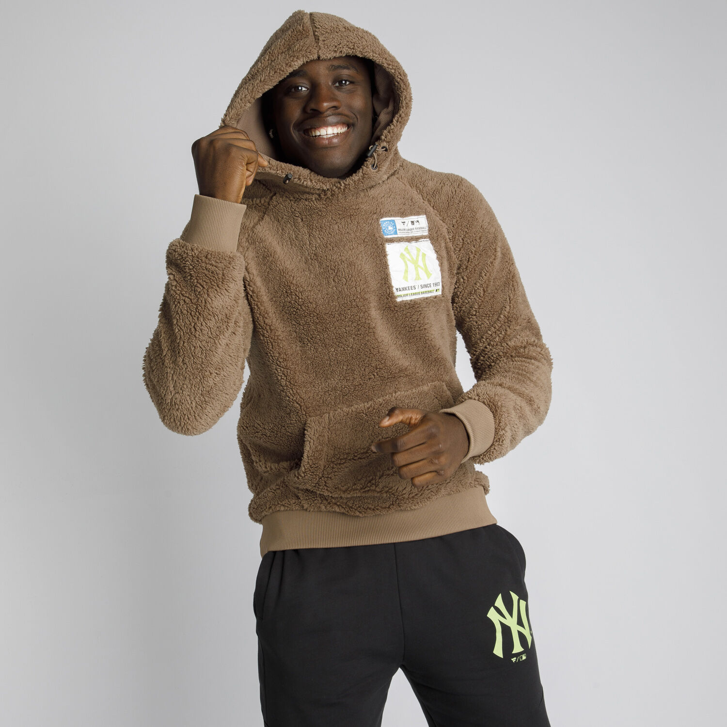 Felpa AW LAB x Fanatics Smu Sherpa Hoodie New York Yankess marrone