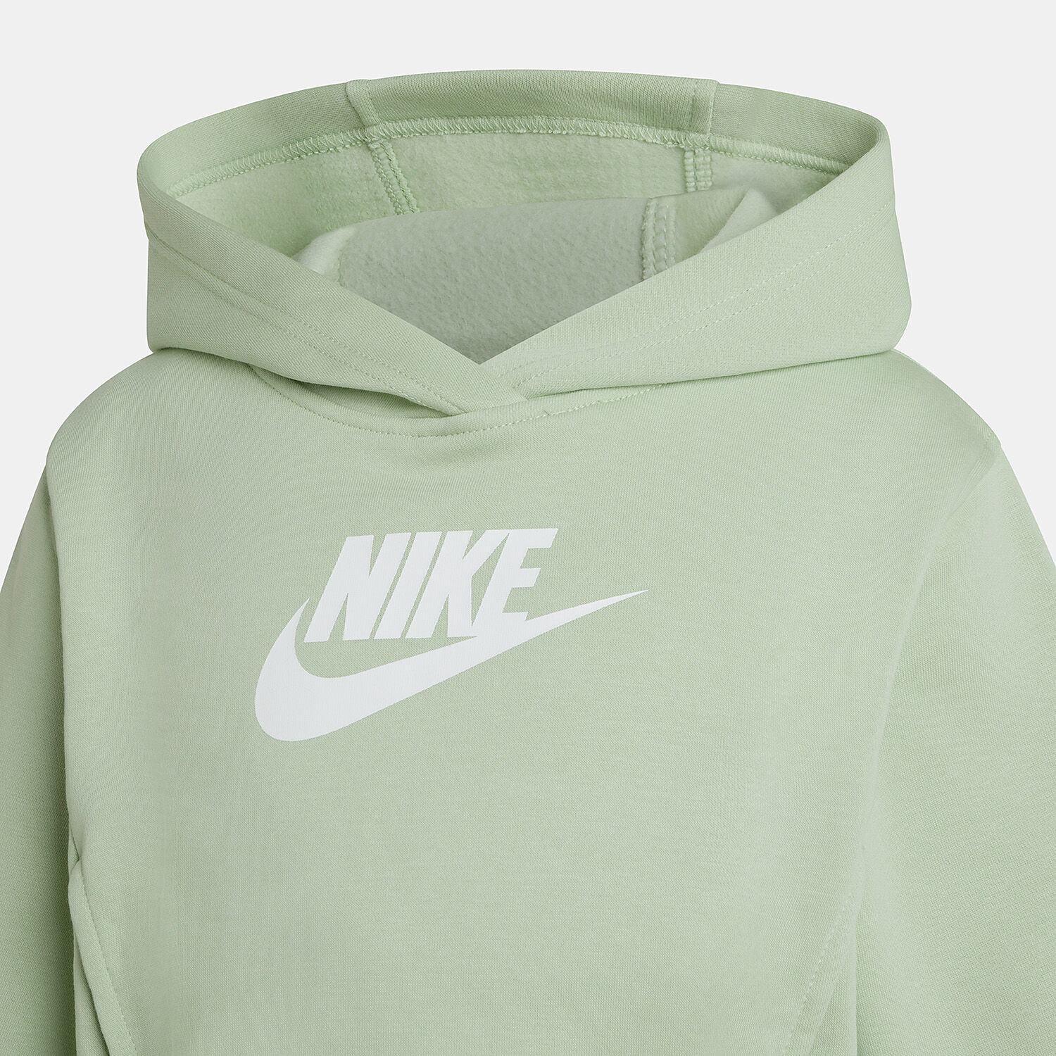 Felpa Nike Sportswear Club Crop ragazzi verde e bianca AW LAB