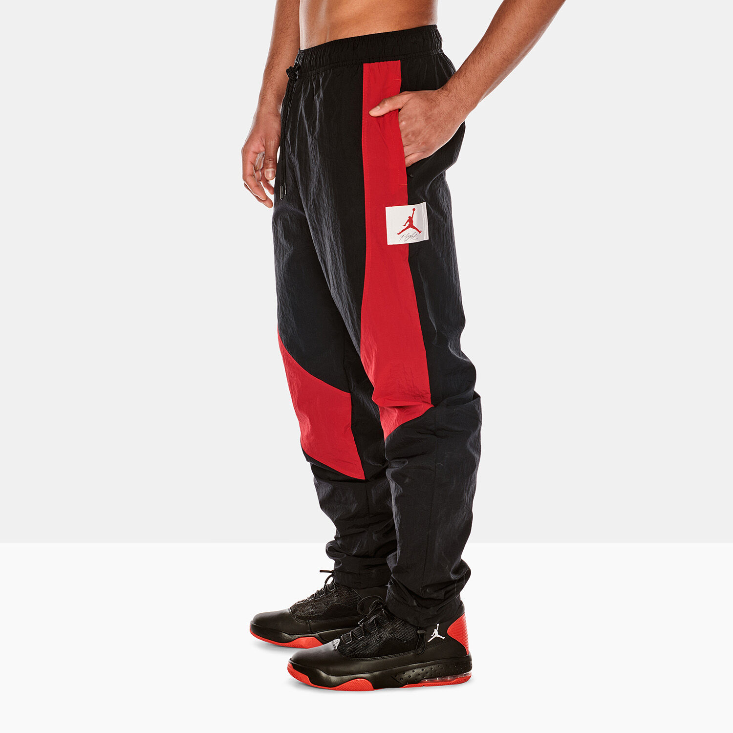PANTALONI JORDAN FLIGHT SUIT NERO E ROSSO AW LAB