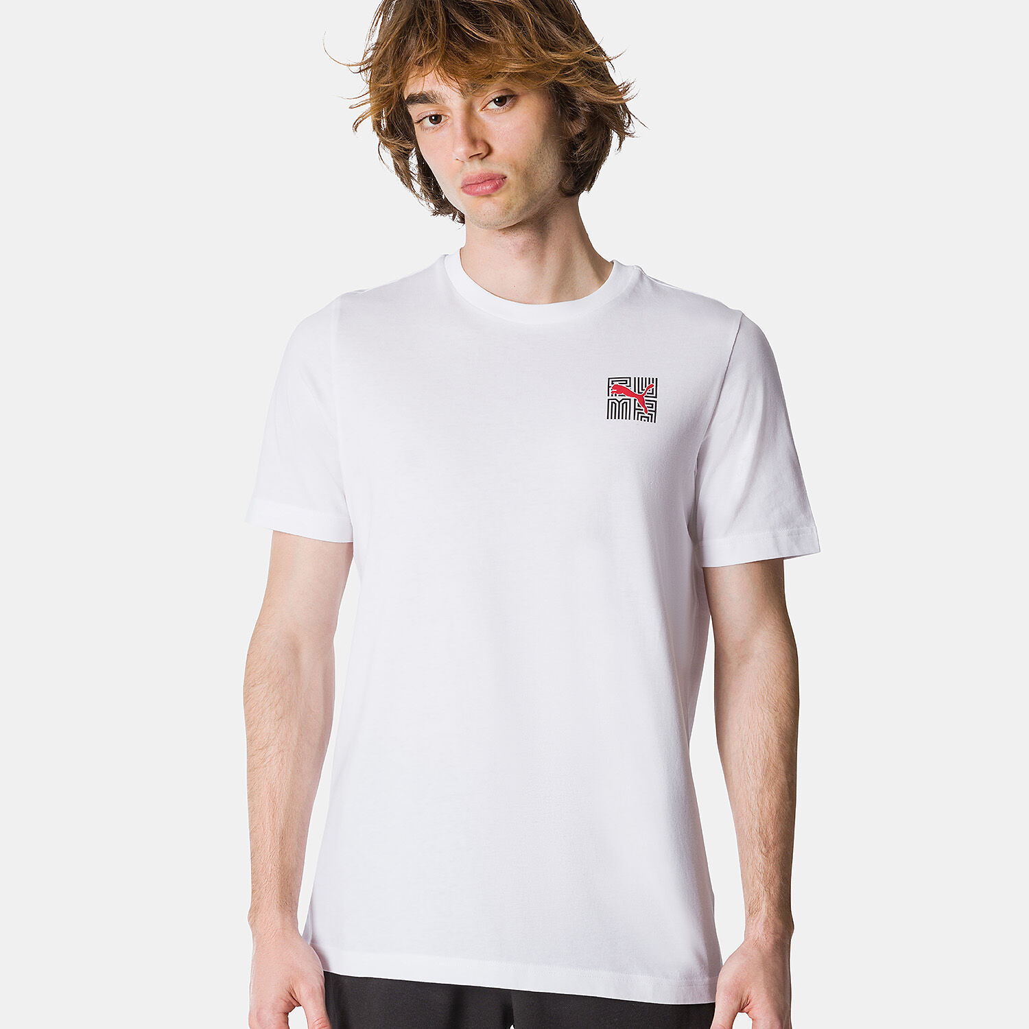 T shirt Puma Festival Graphic bianca nera e rossa AW LAB