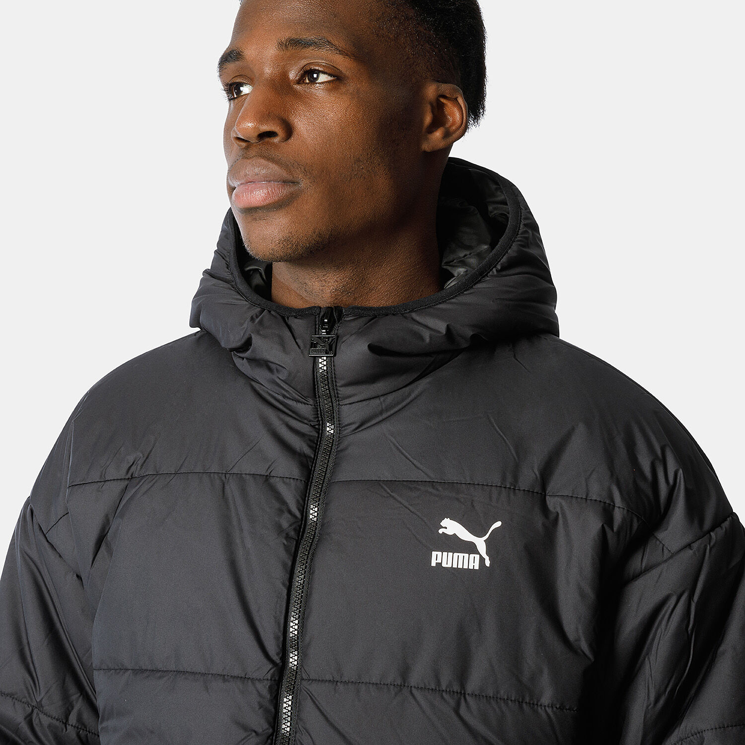 Giacca Puma Classics Hooded Padd nera e bianca AW LAB