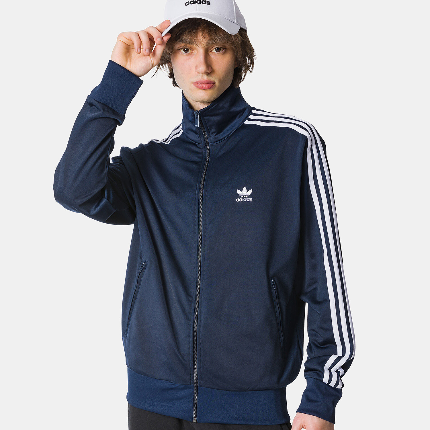 Felpa con zip adidas Track top adicolor Classics Firebird blu e bianca AW LAB