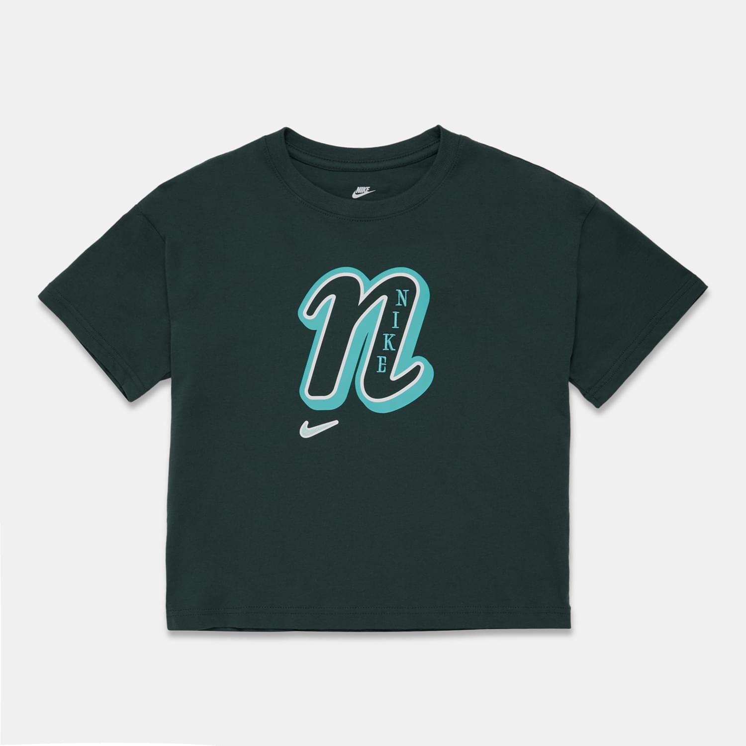 T shirt Nike Sportswear ragazzi verde celeste e bianca AW LAB