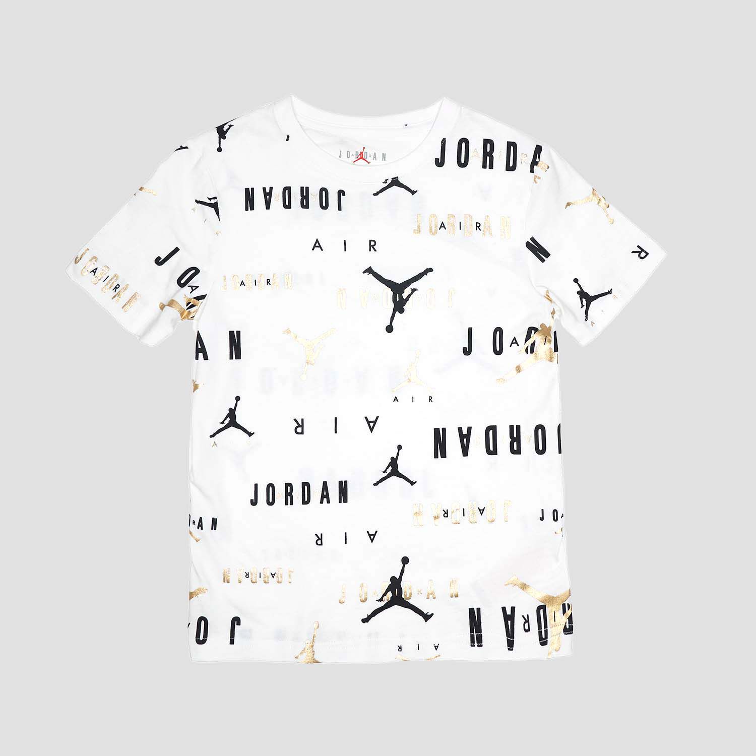 T shirt Jordan Jumpman Short Sleeve Graphic bianca nera e oro