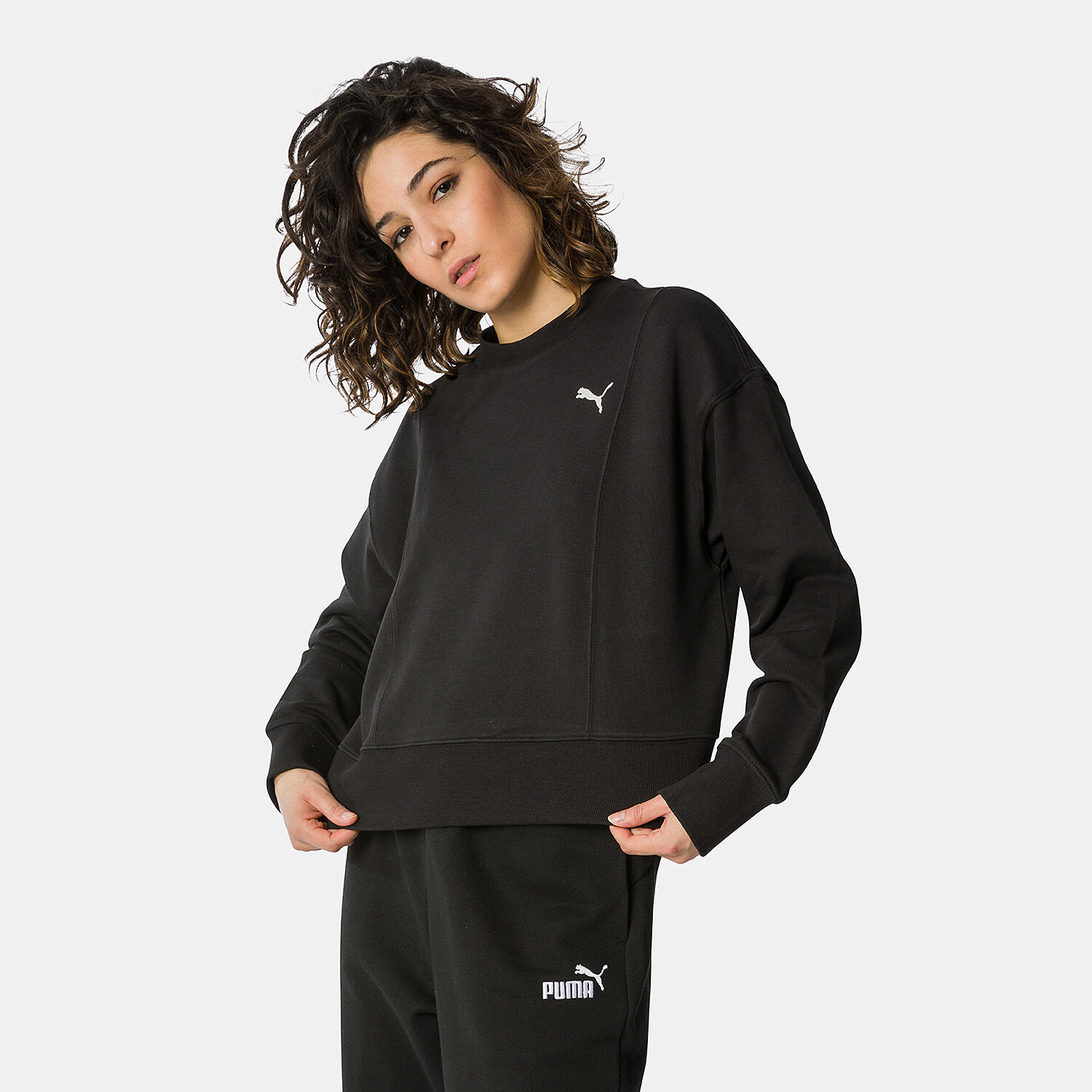 Felpa Puma Her Crew Neck nera AW LAB