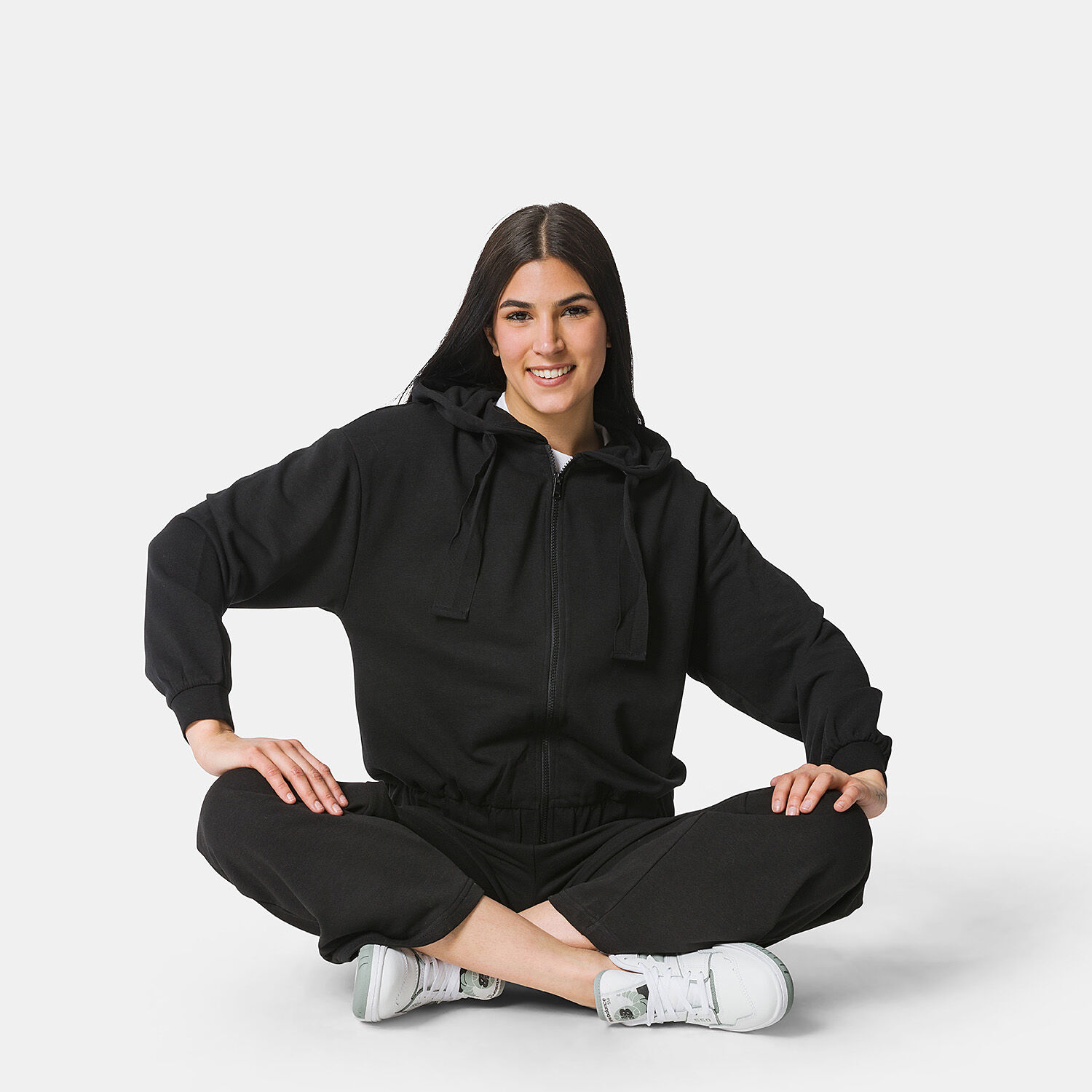 Felpa con zip Only Onlvita nera e rosa AW LAB