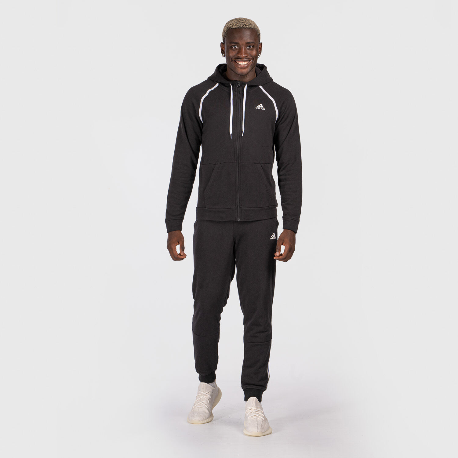 Tuta adidas Performance Cotton Piping Track nera e bianca AW LAB