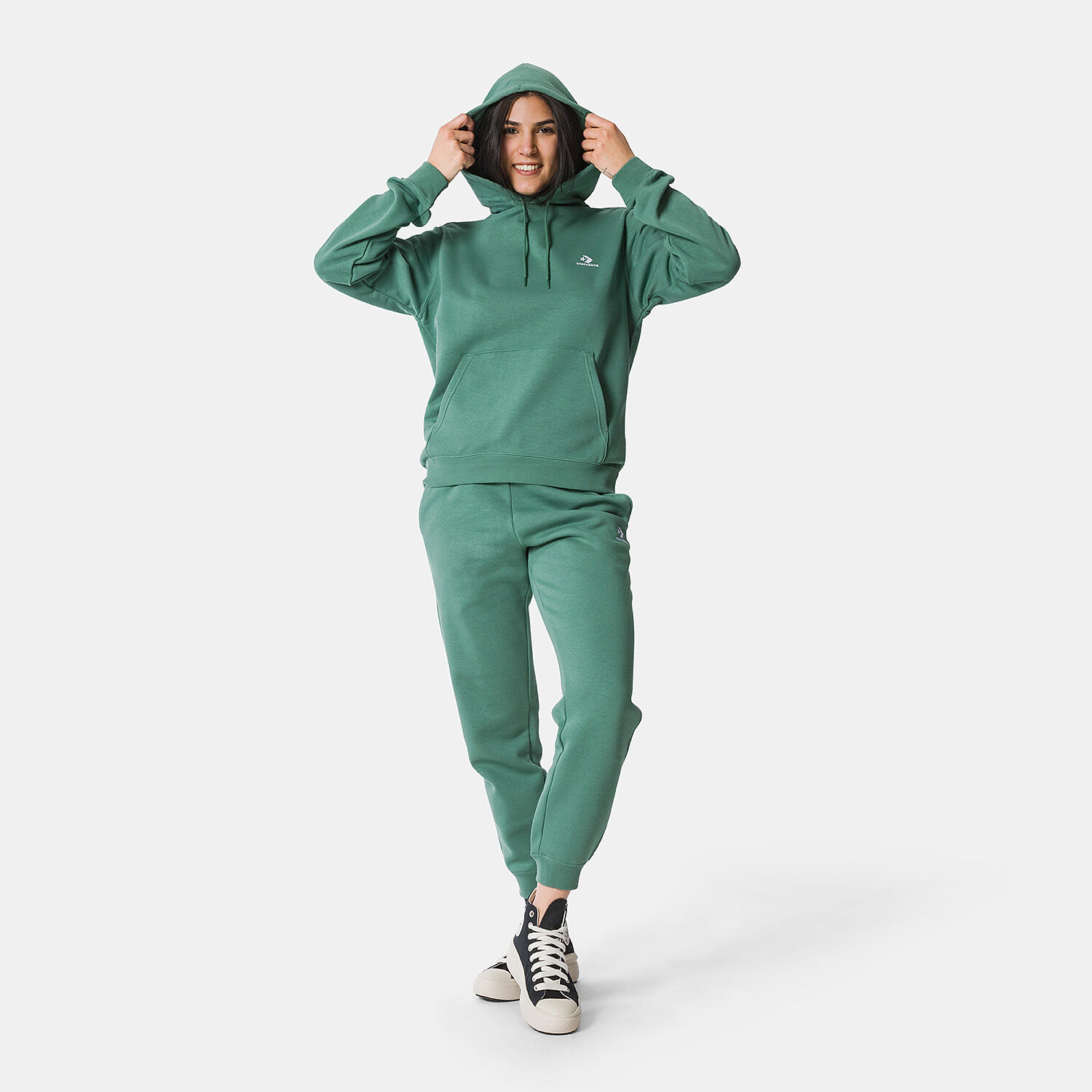Felpa converse bianca e verde store