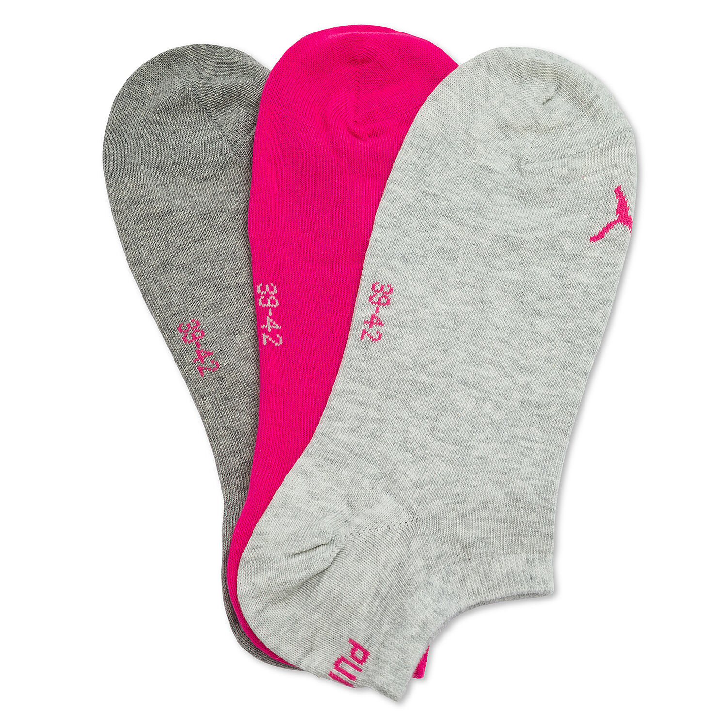 Calzini Puma 39 42 3 paia fucsia e grigi AW LAB